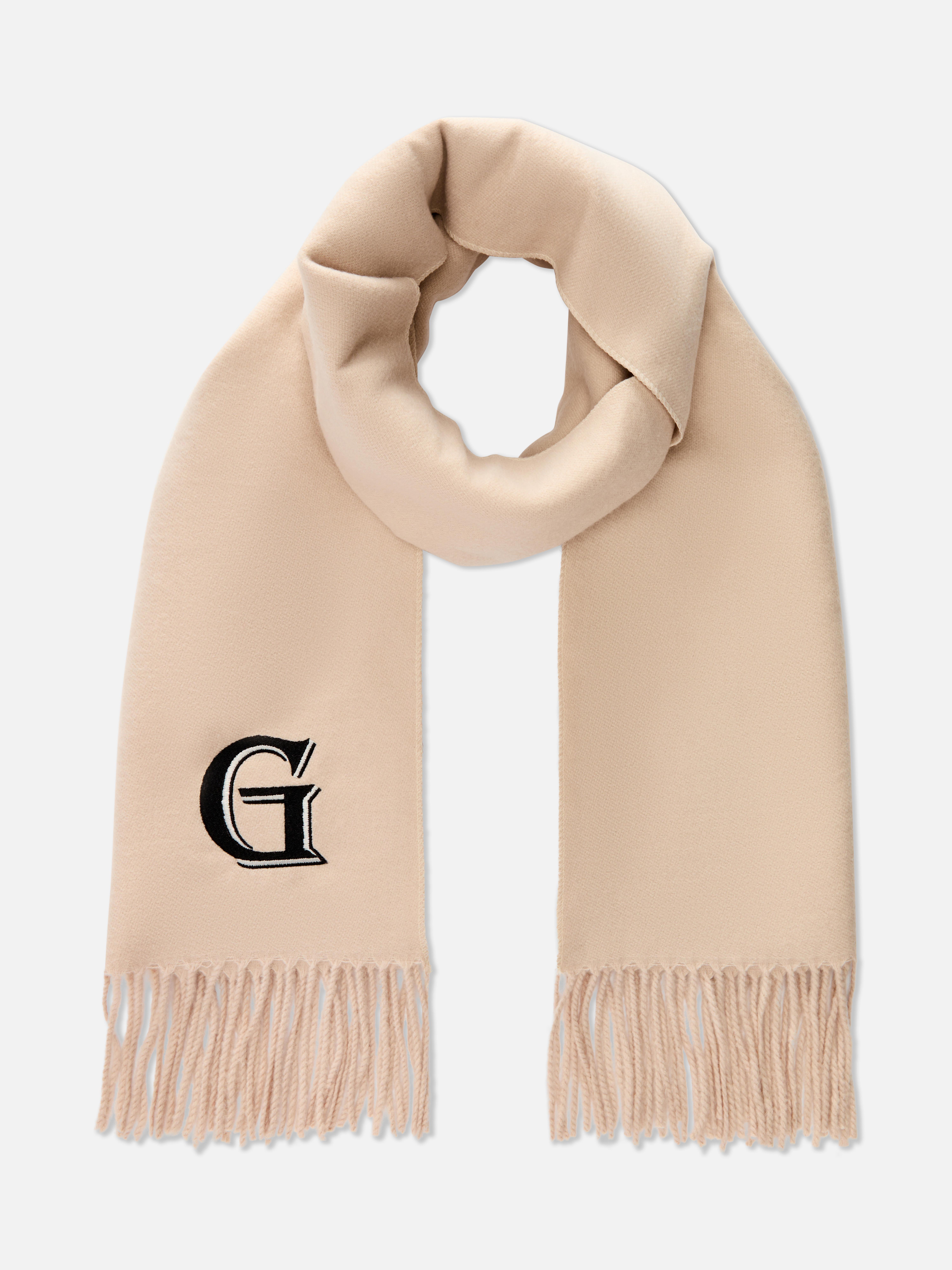 Woven Tassel Initial Scarf