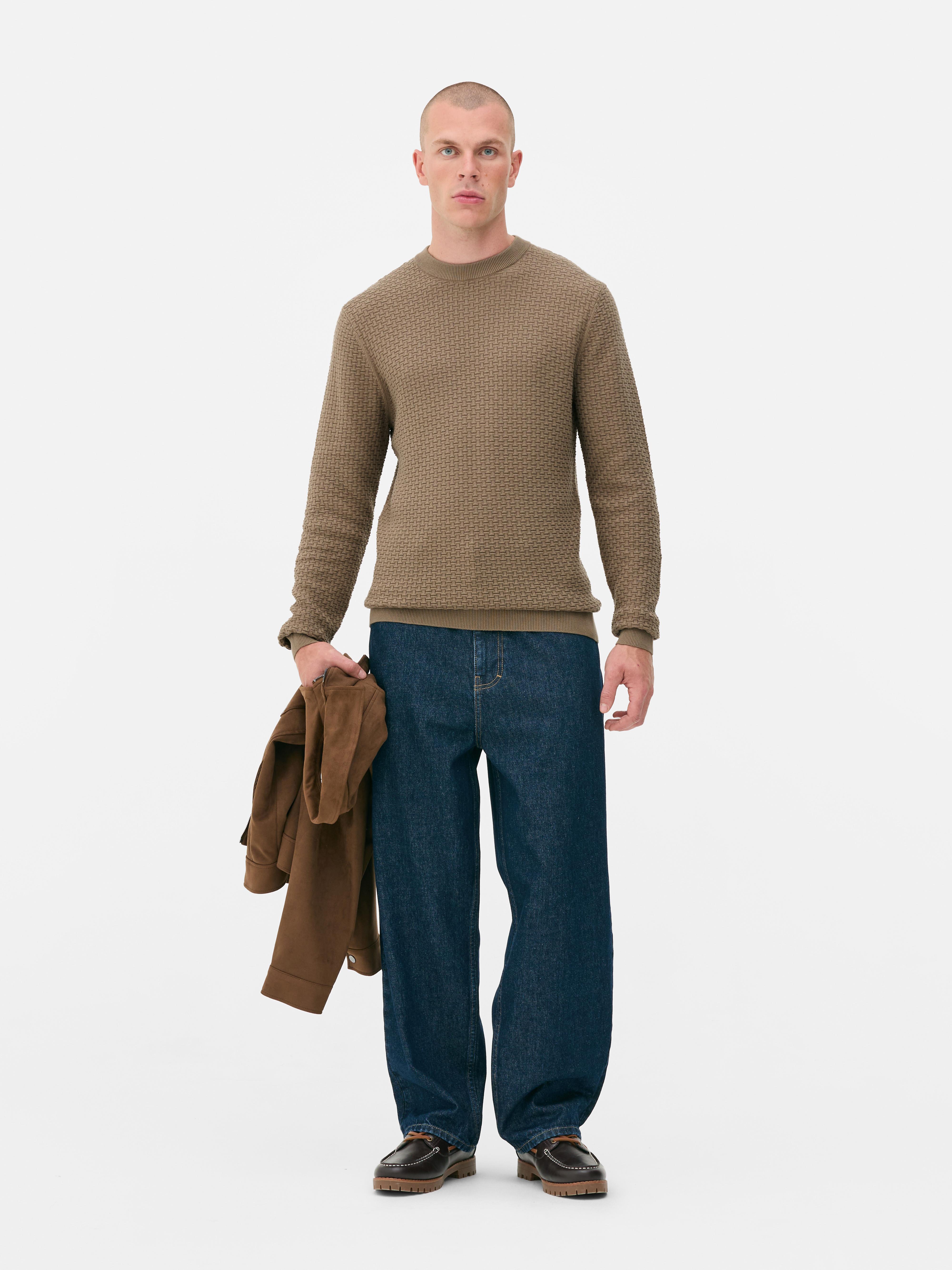 Textured Crew Neck Sweater