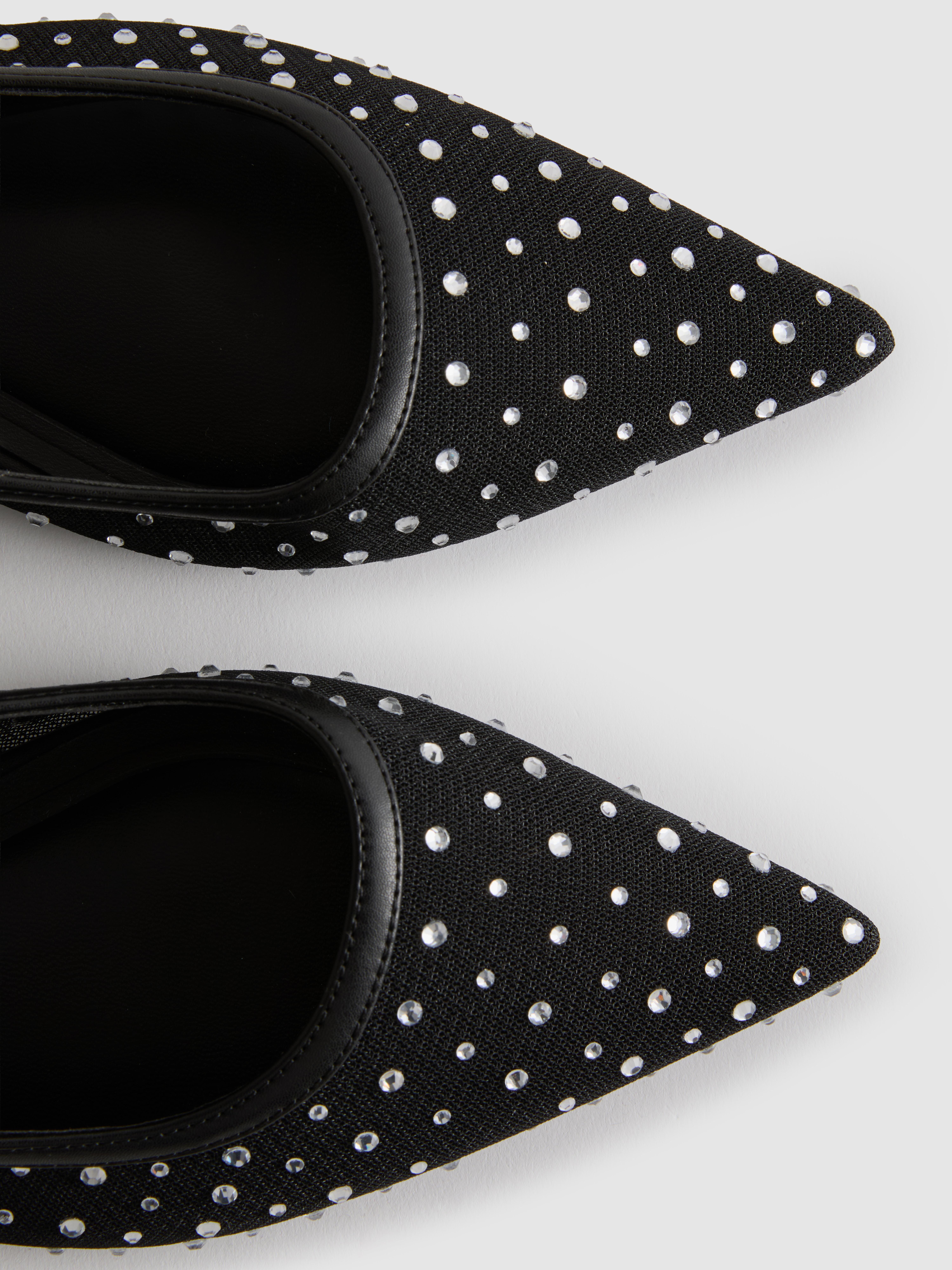 Pointed Toe Rhinestone Slingback Flats