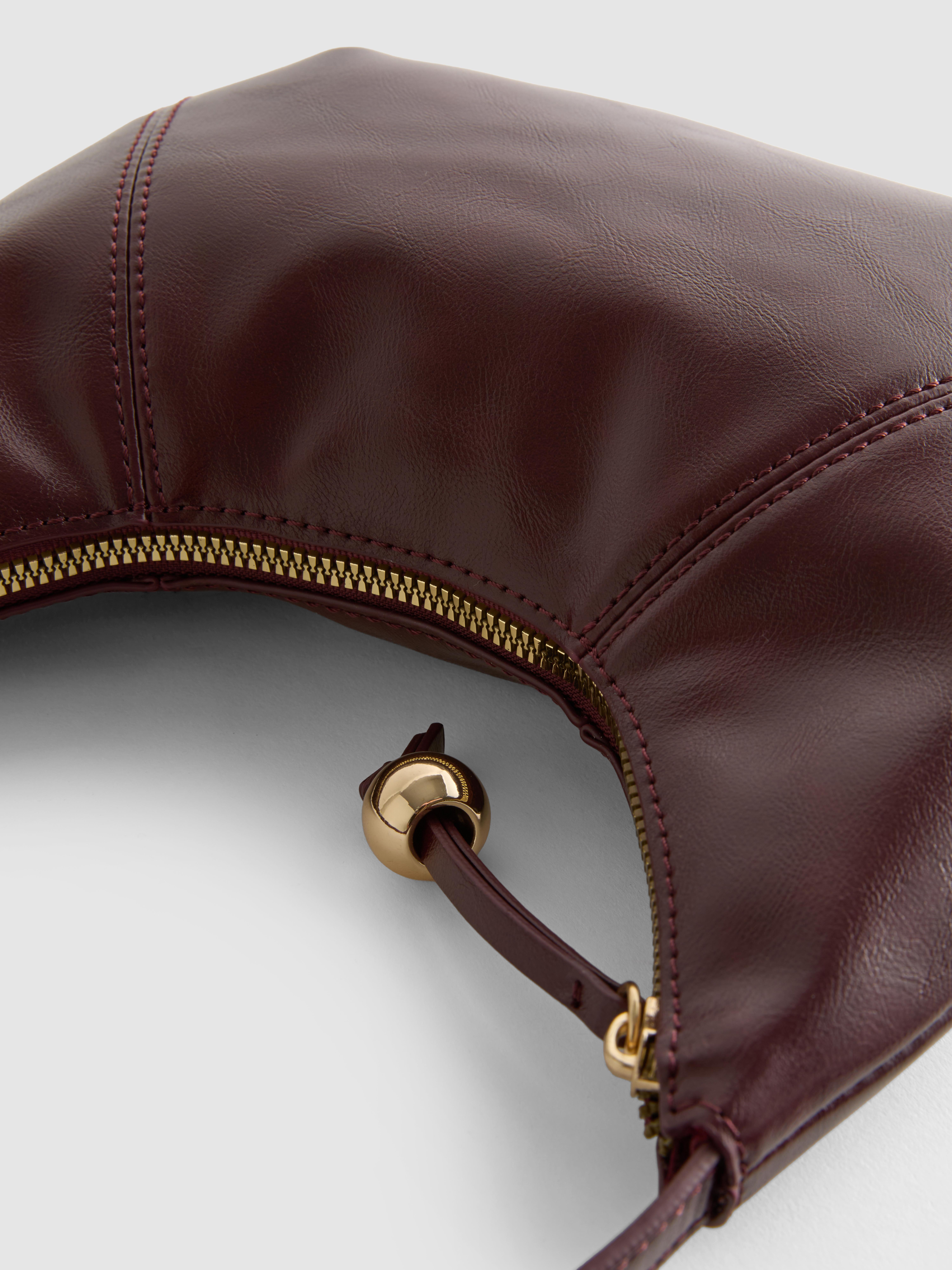Faux Leather Curved Shoulder Bag