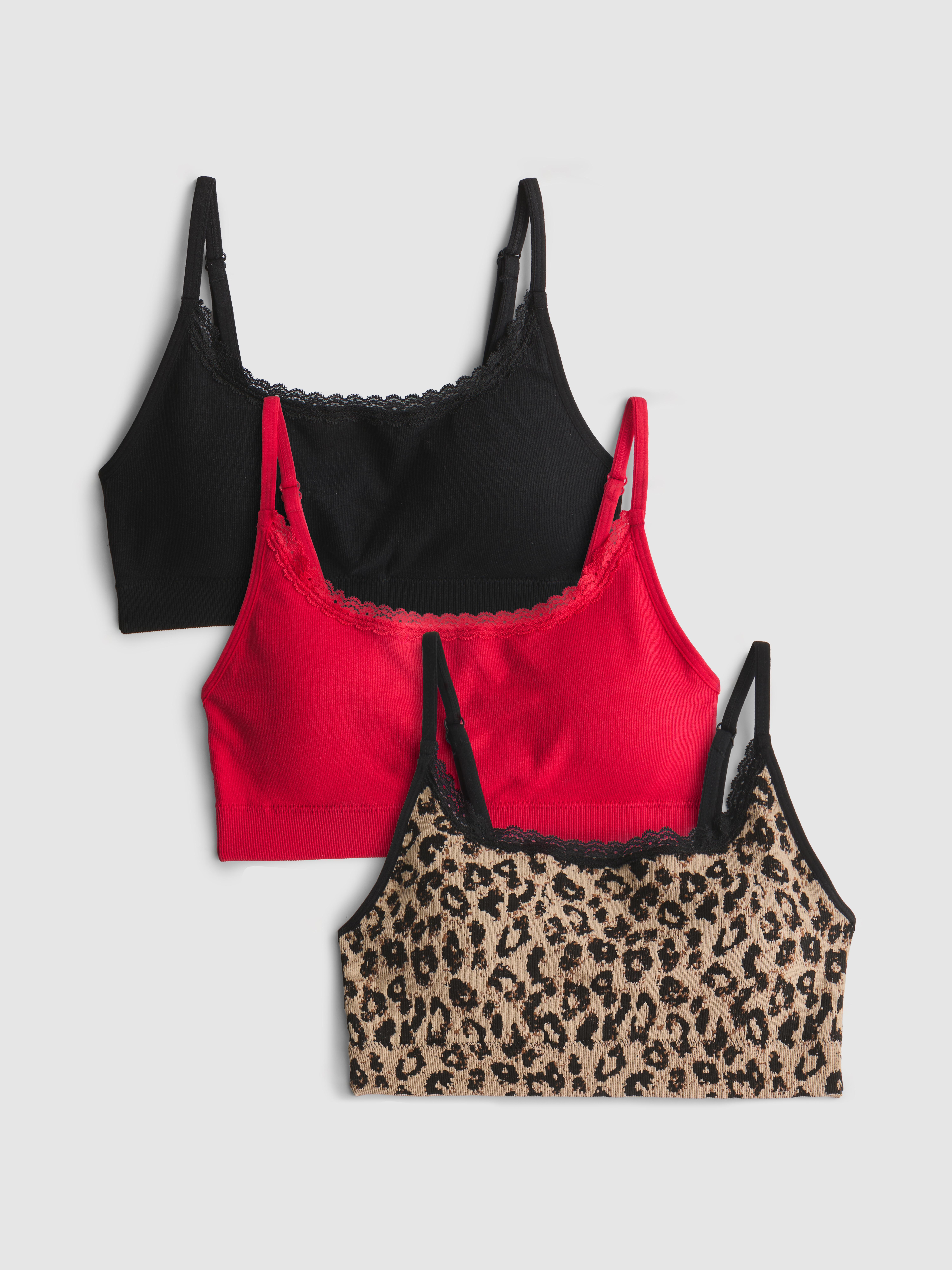 3pk Seamless Lace Trim Cropped Bralette