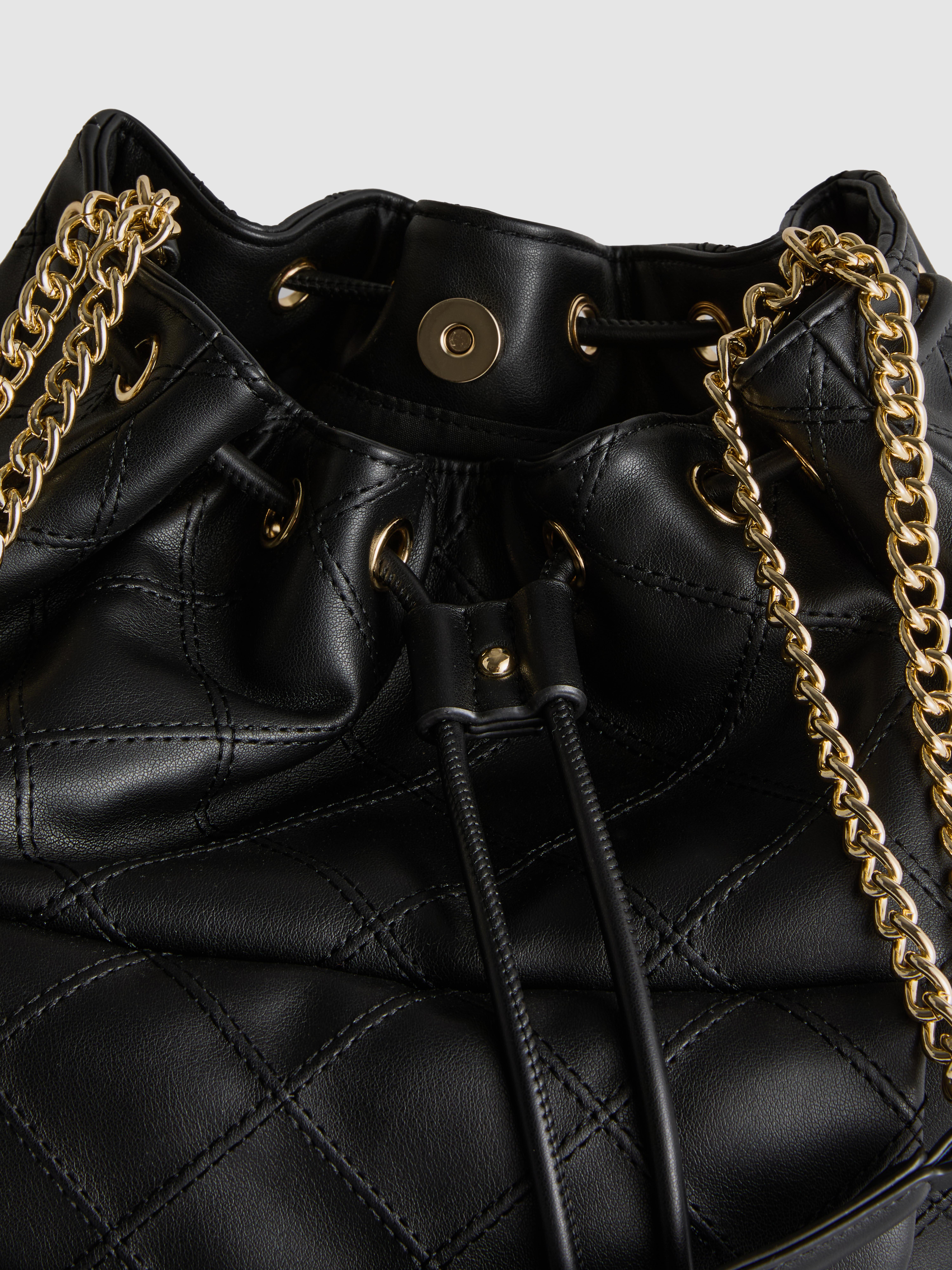 Quilted Faux Leather Bucket Bag
