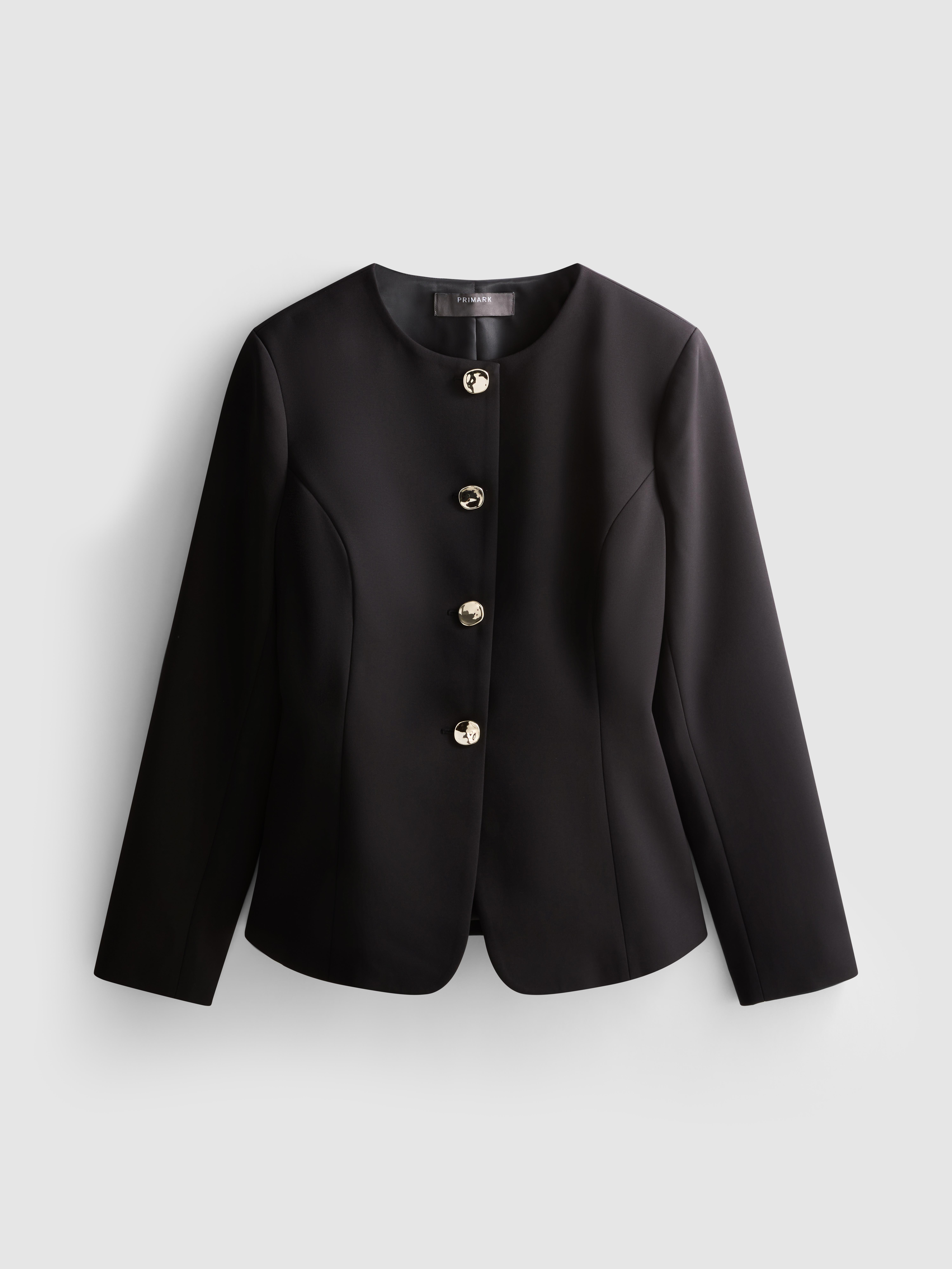 Collarless Split Hem Blazer