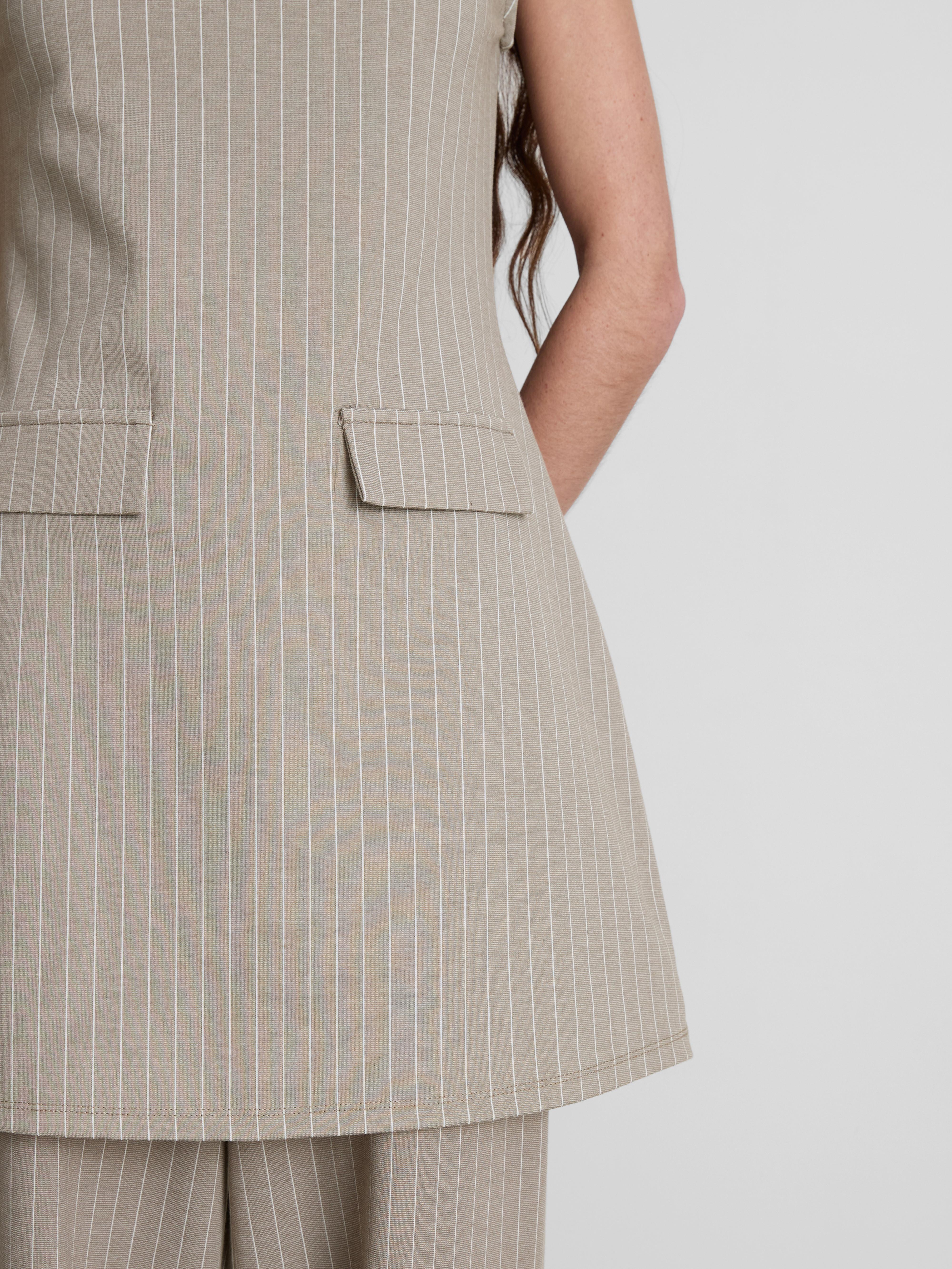 Round Neck Pinstripe Mini Dress