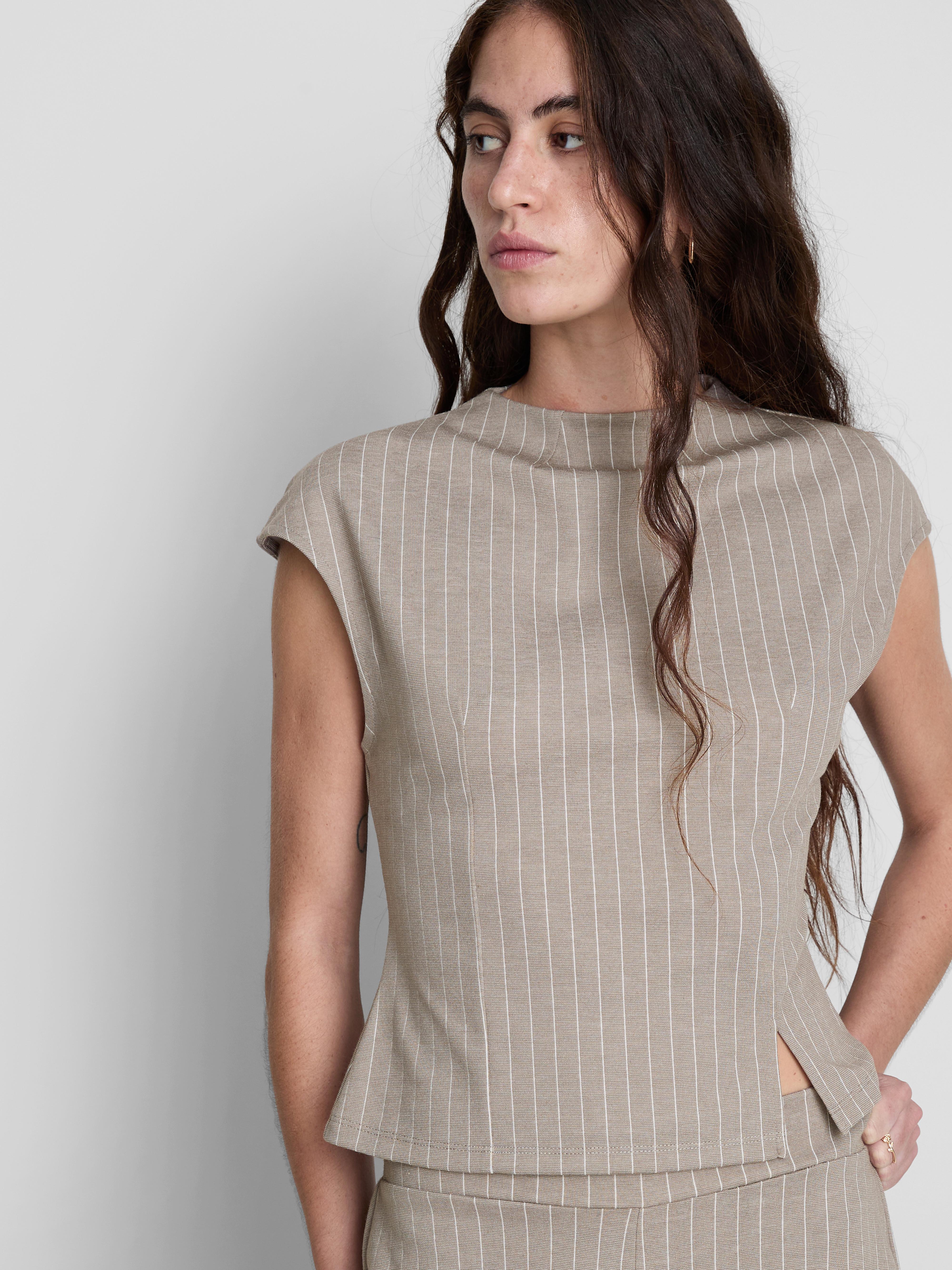 Cropped Pinstripe Blouse