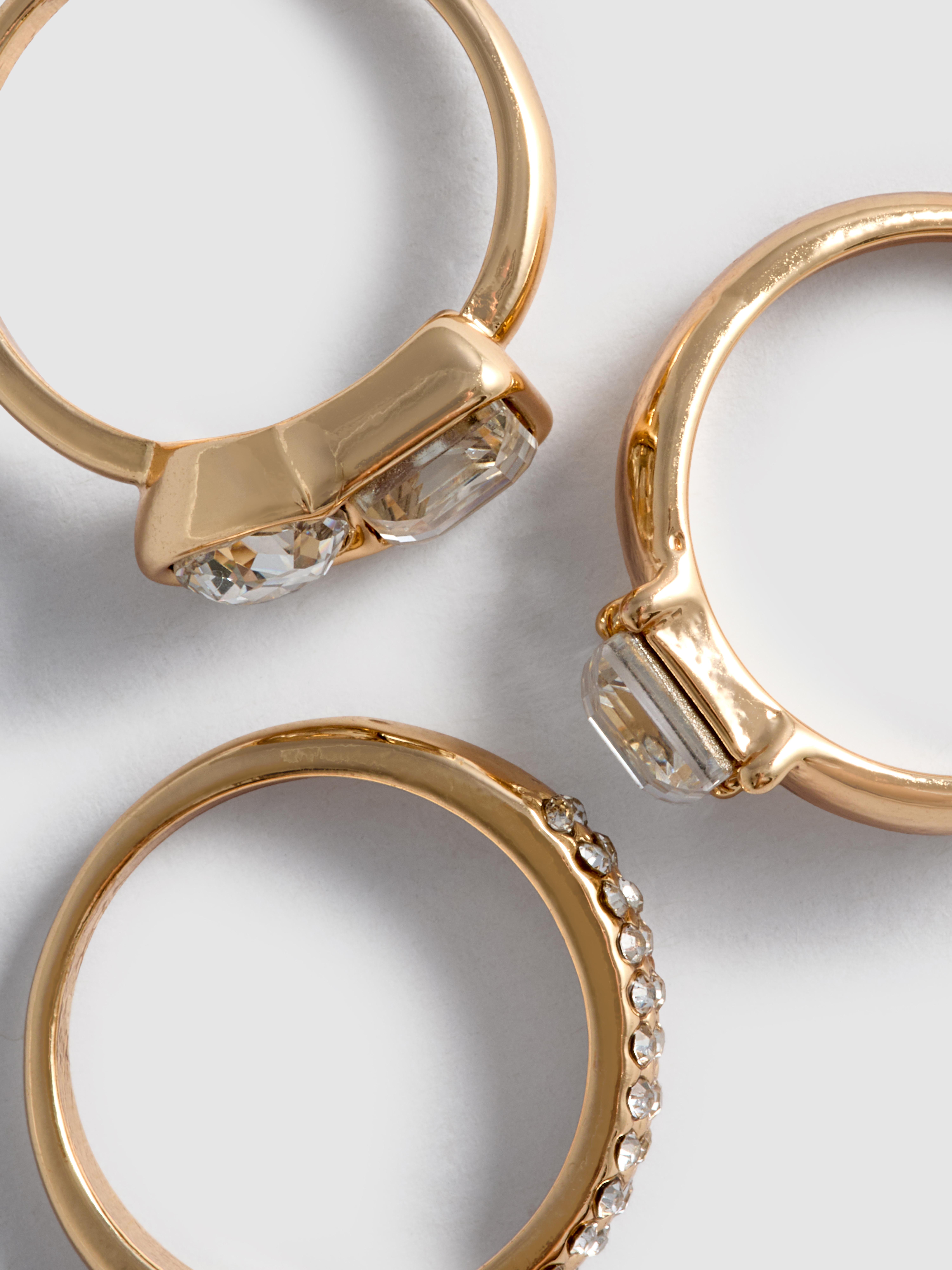 3pk Chunky Rhinestone Rings