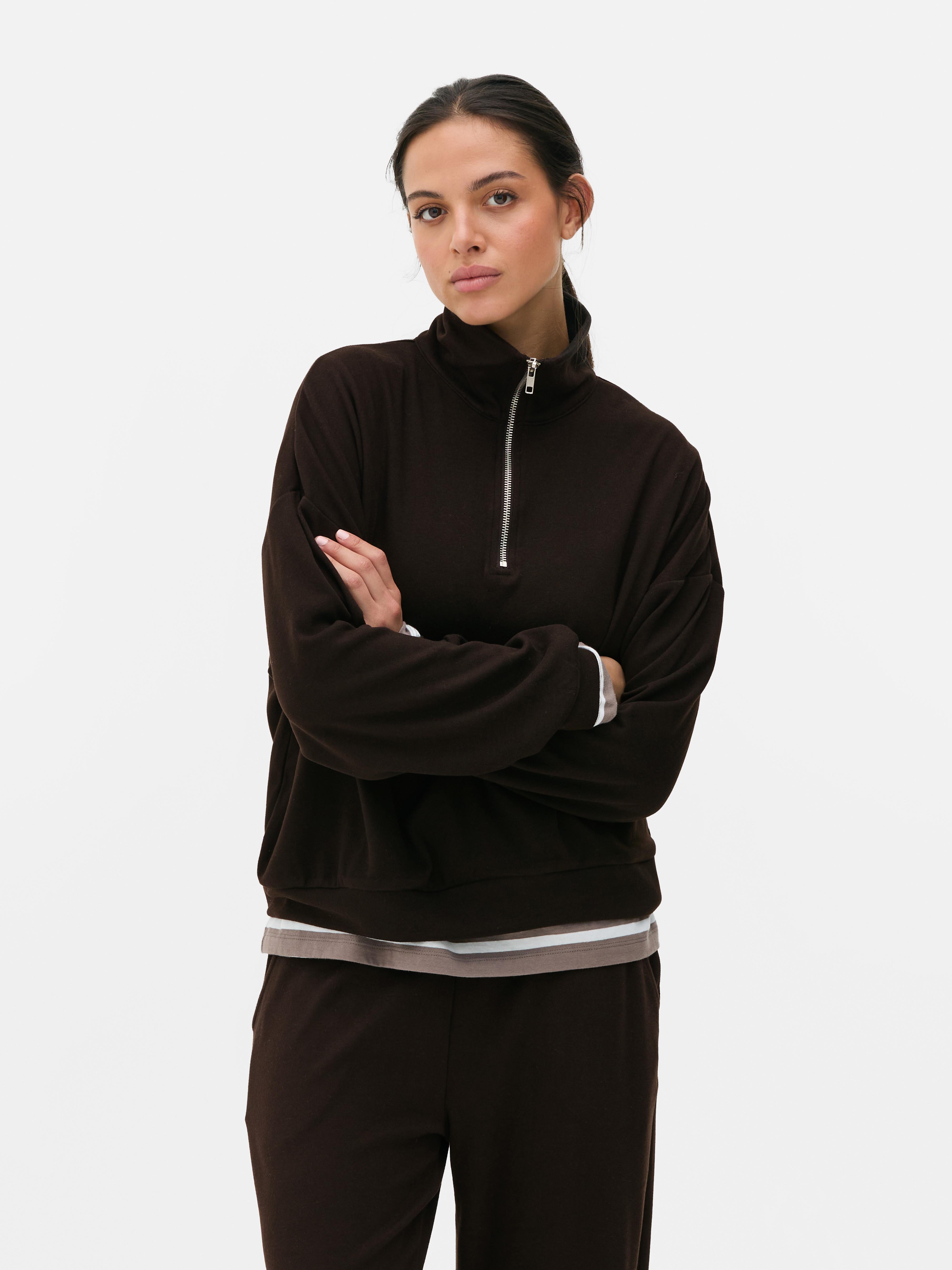 Ribbed Half Zip Sweatshirt