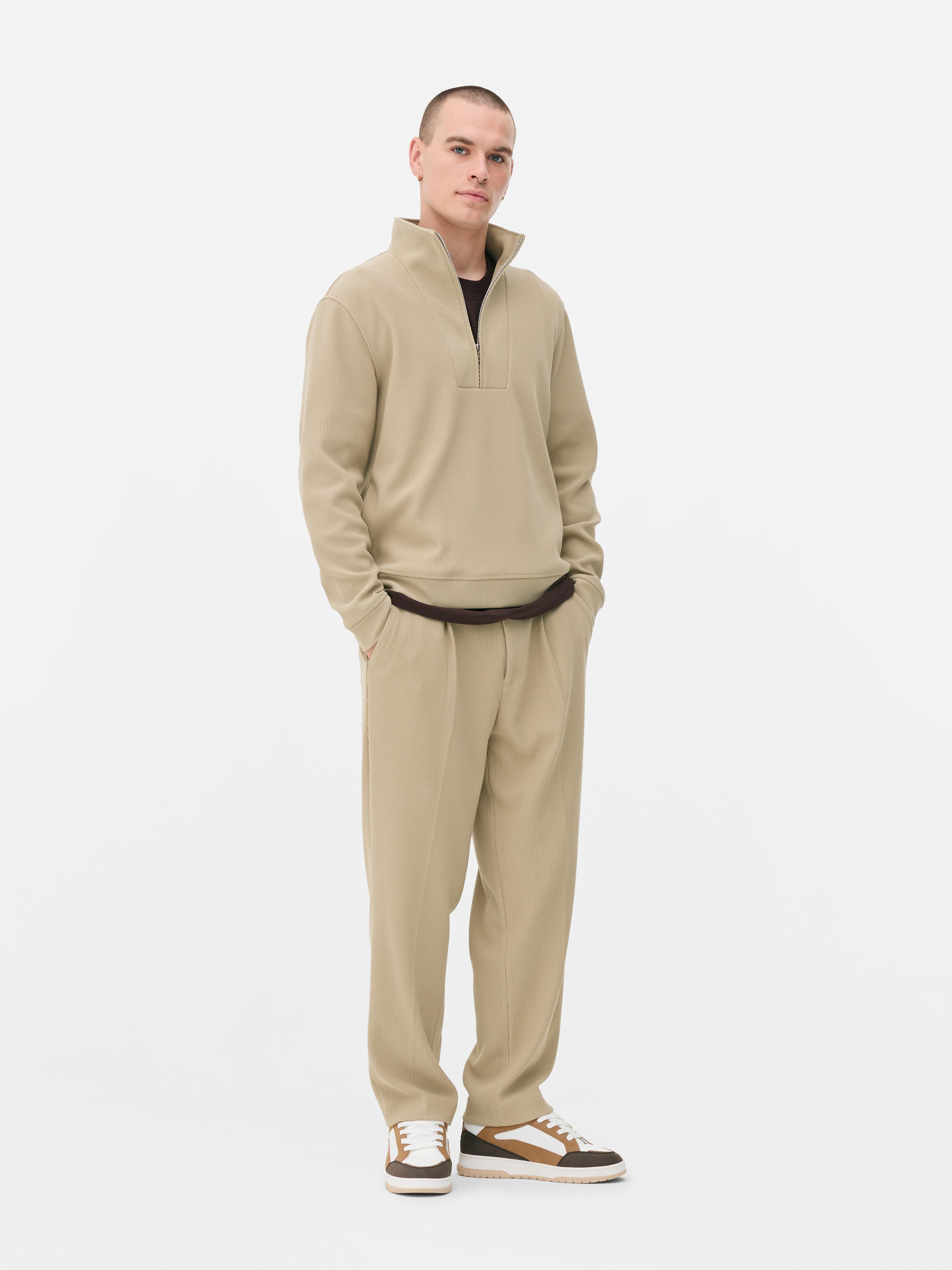 Quarter Zip Plisse Sweatshirt