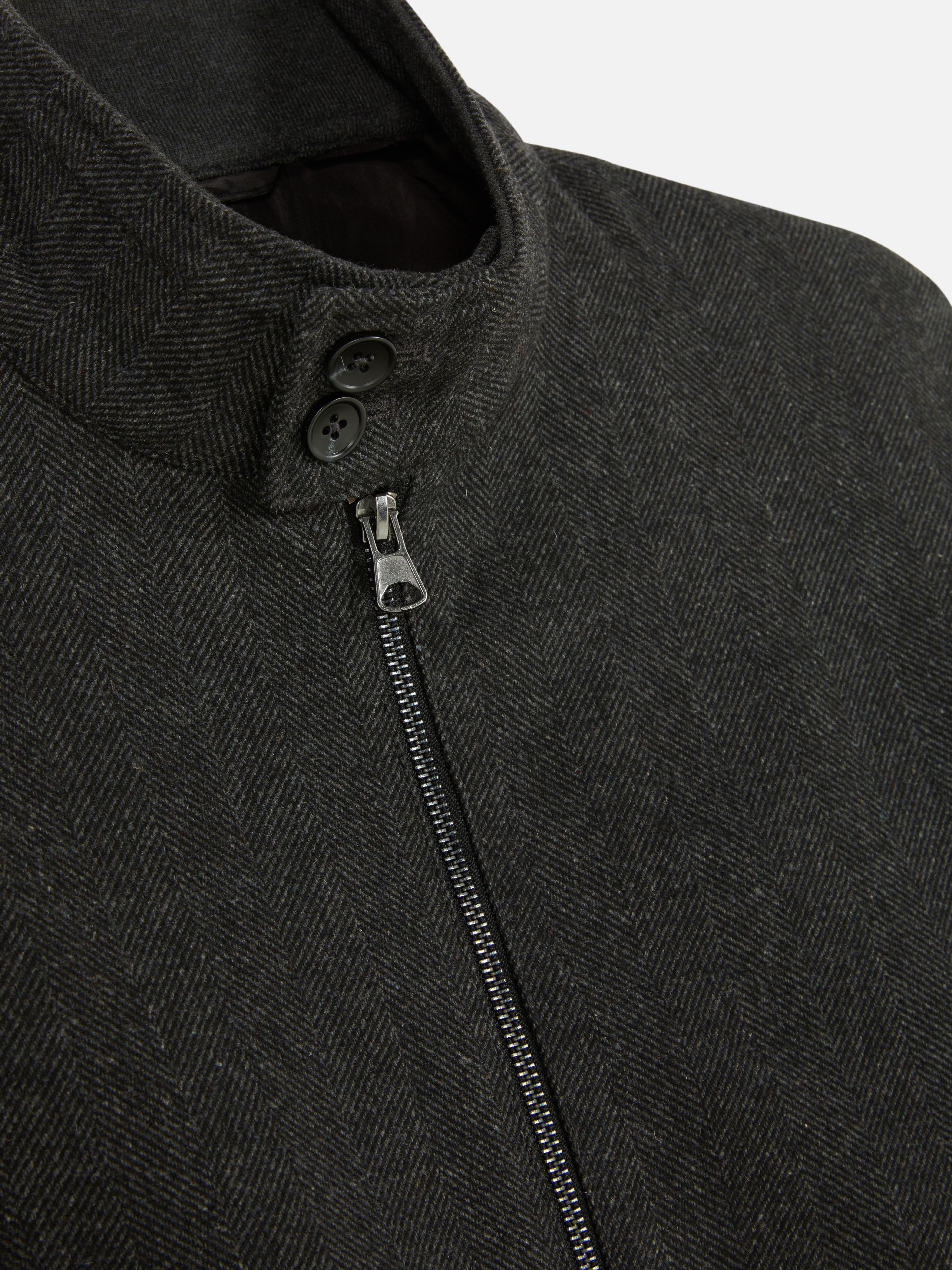 Wool Mix Herringbone Harrington Jacket