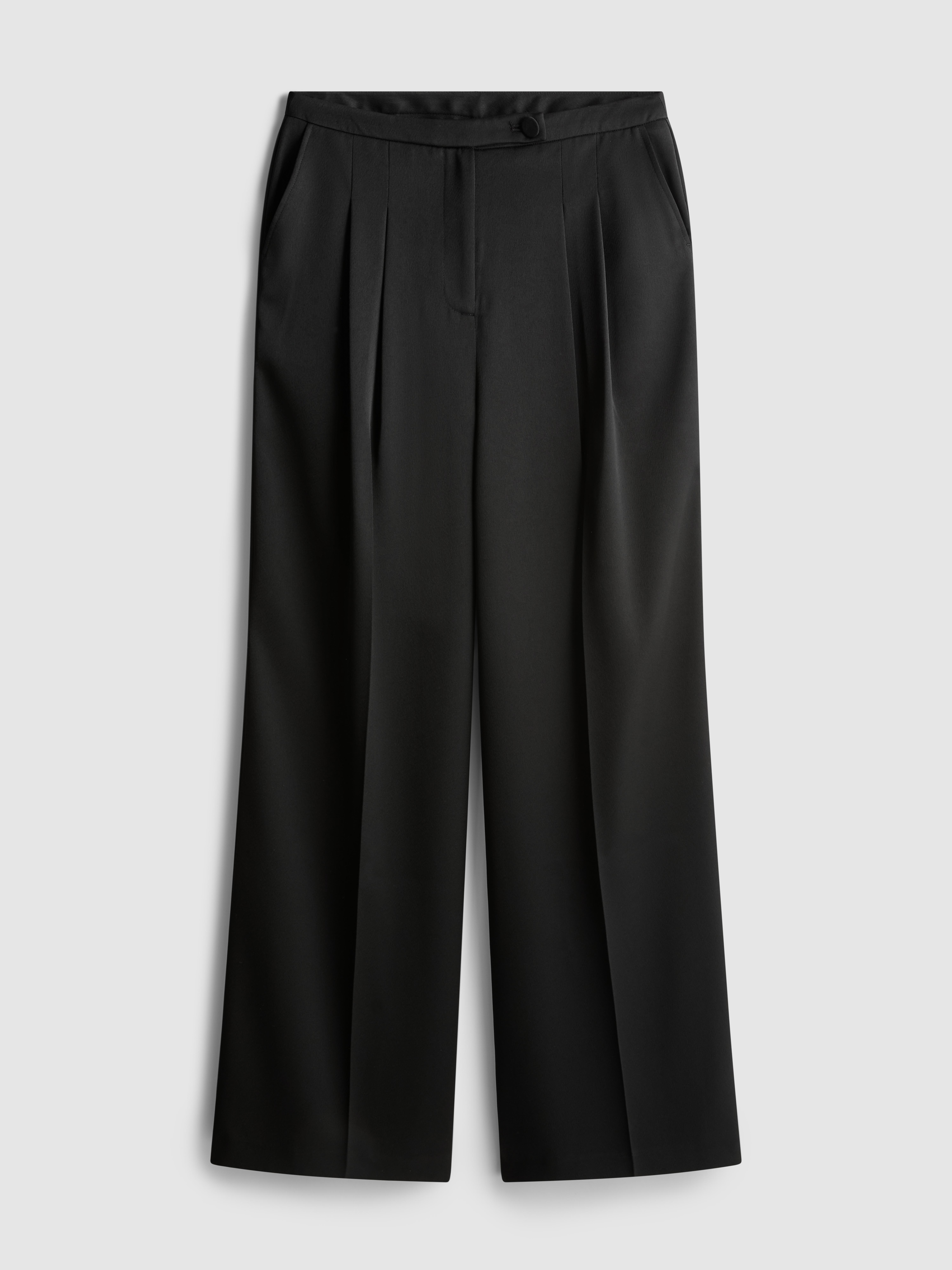 Satin Pleated Wide Leg Pants