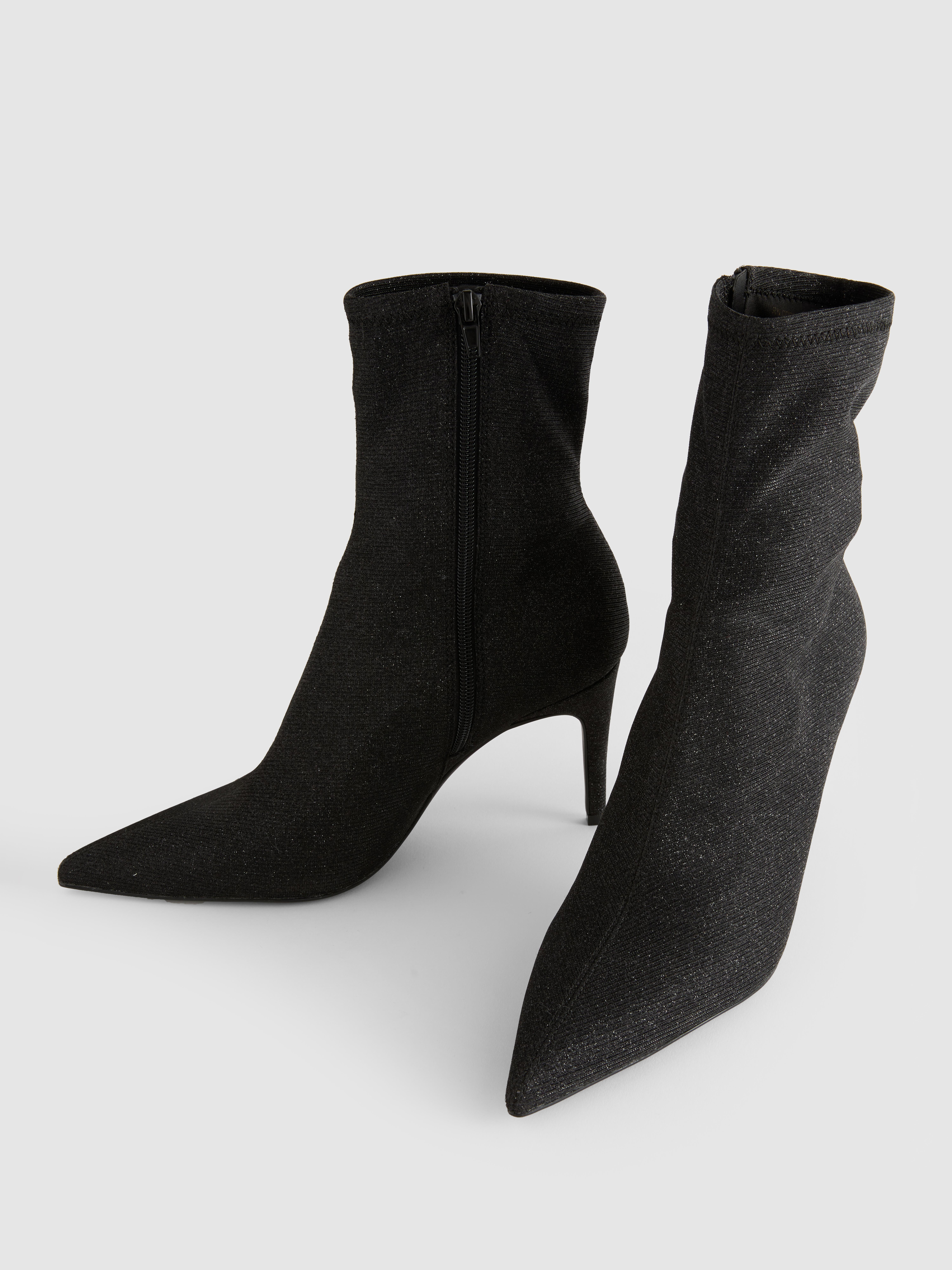 Pointed Glitter Ankle Boots