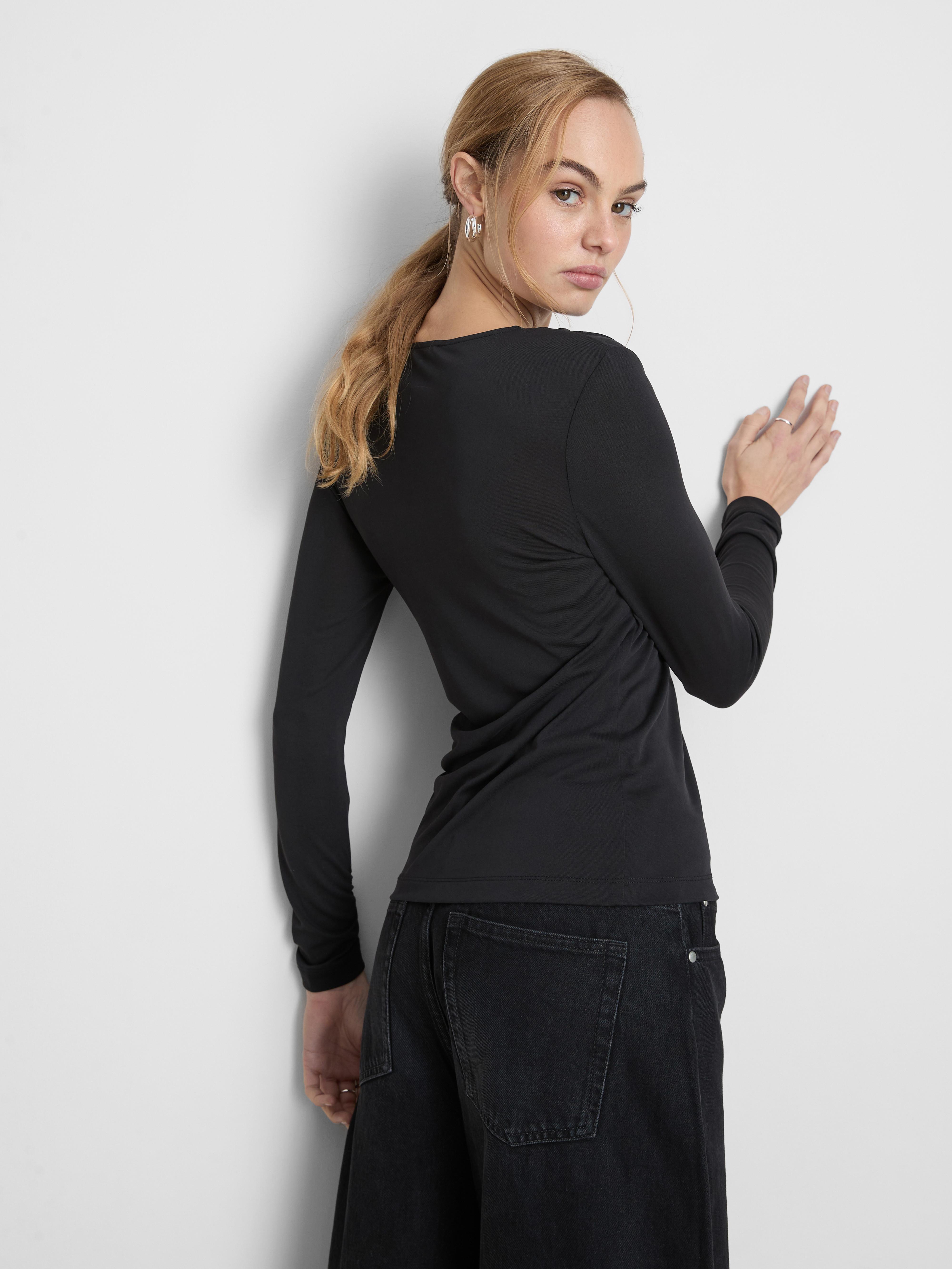 The Edit Draped Long Sleeve Top