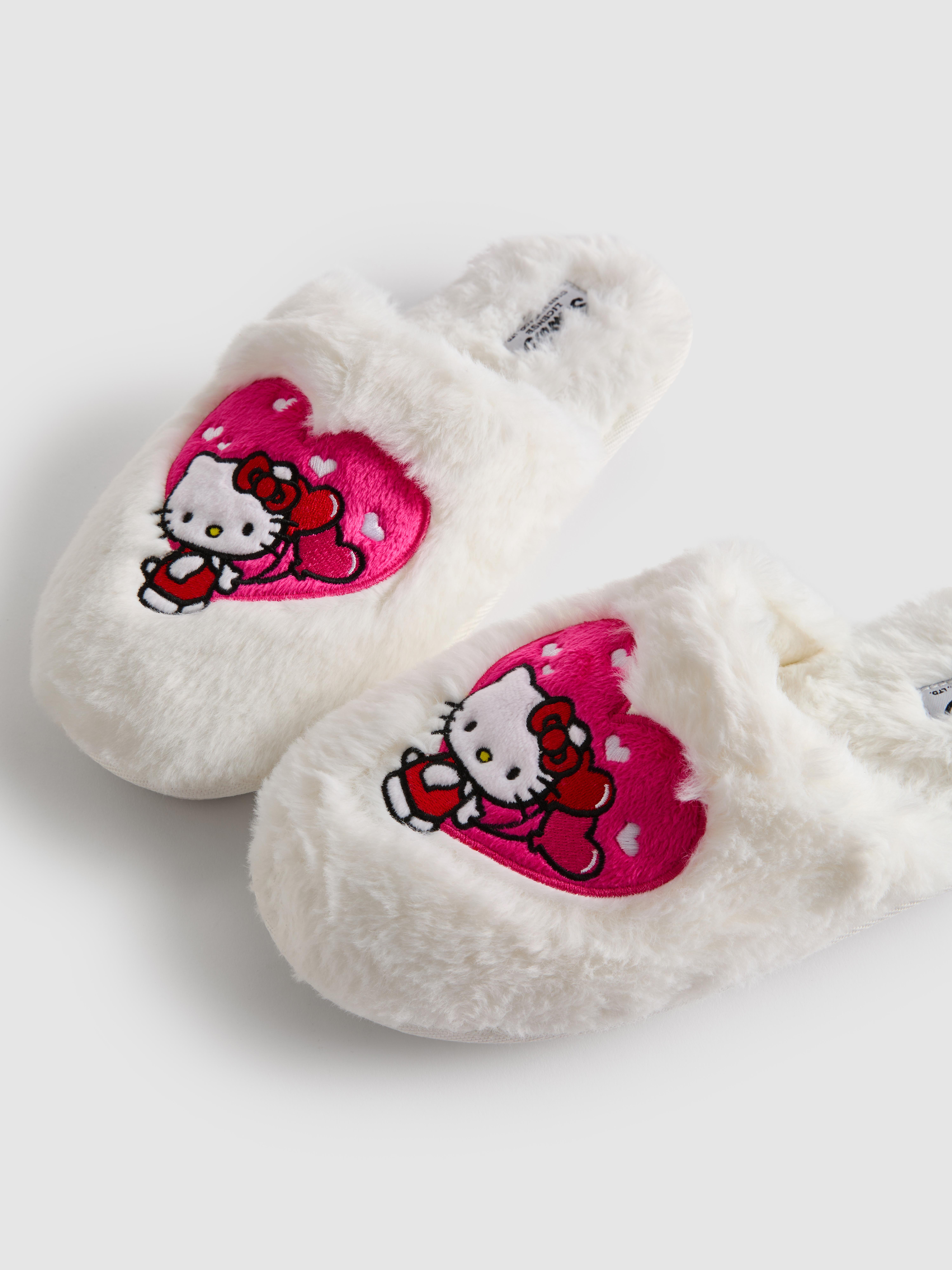 Hello Kitty Fluffy Mule Slippers in Gift Bag