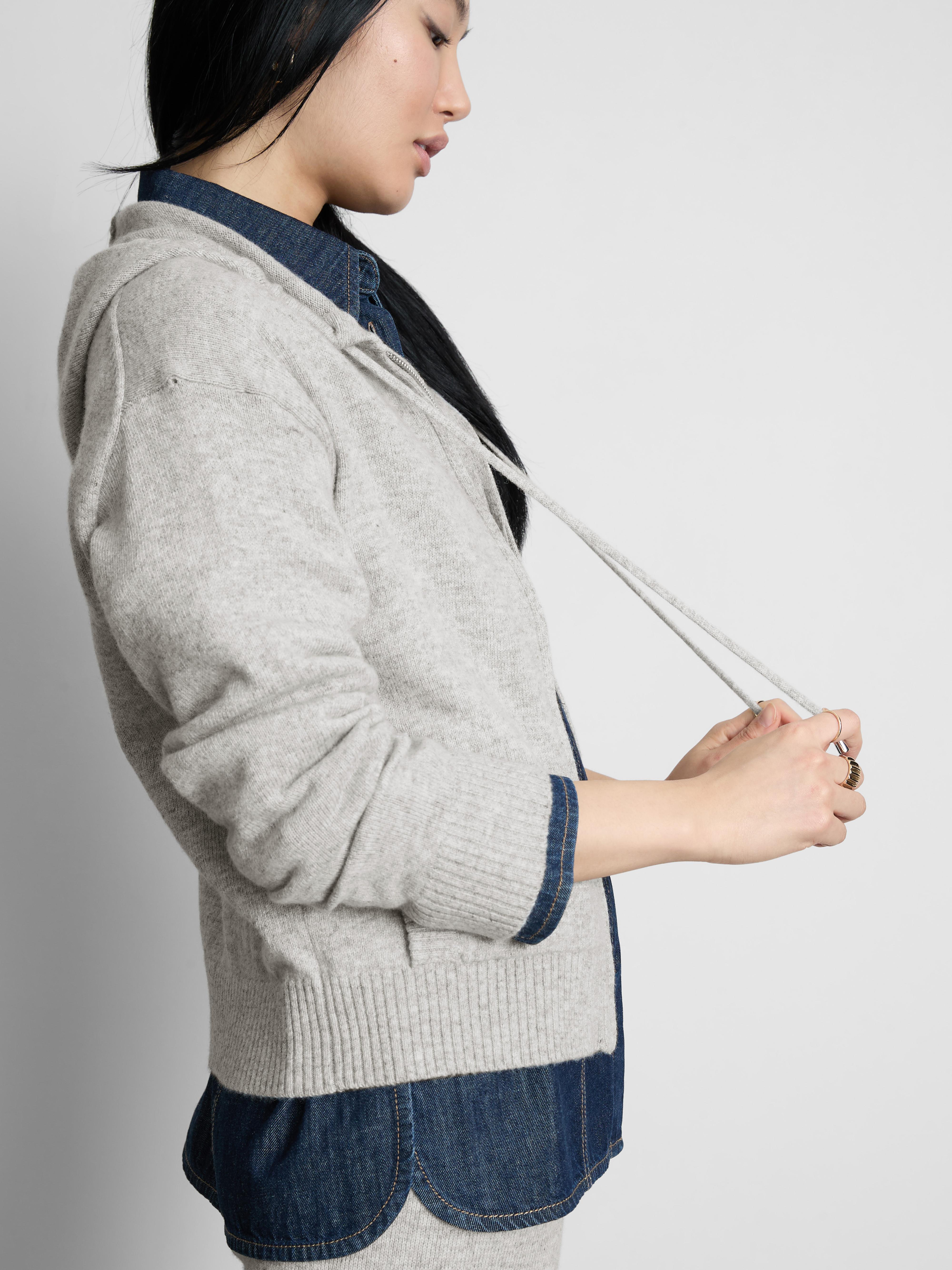 The Edit Wool Blend Zip Through Hoodie