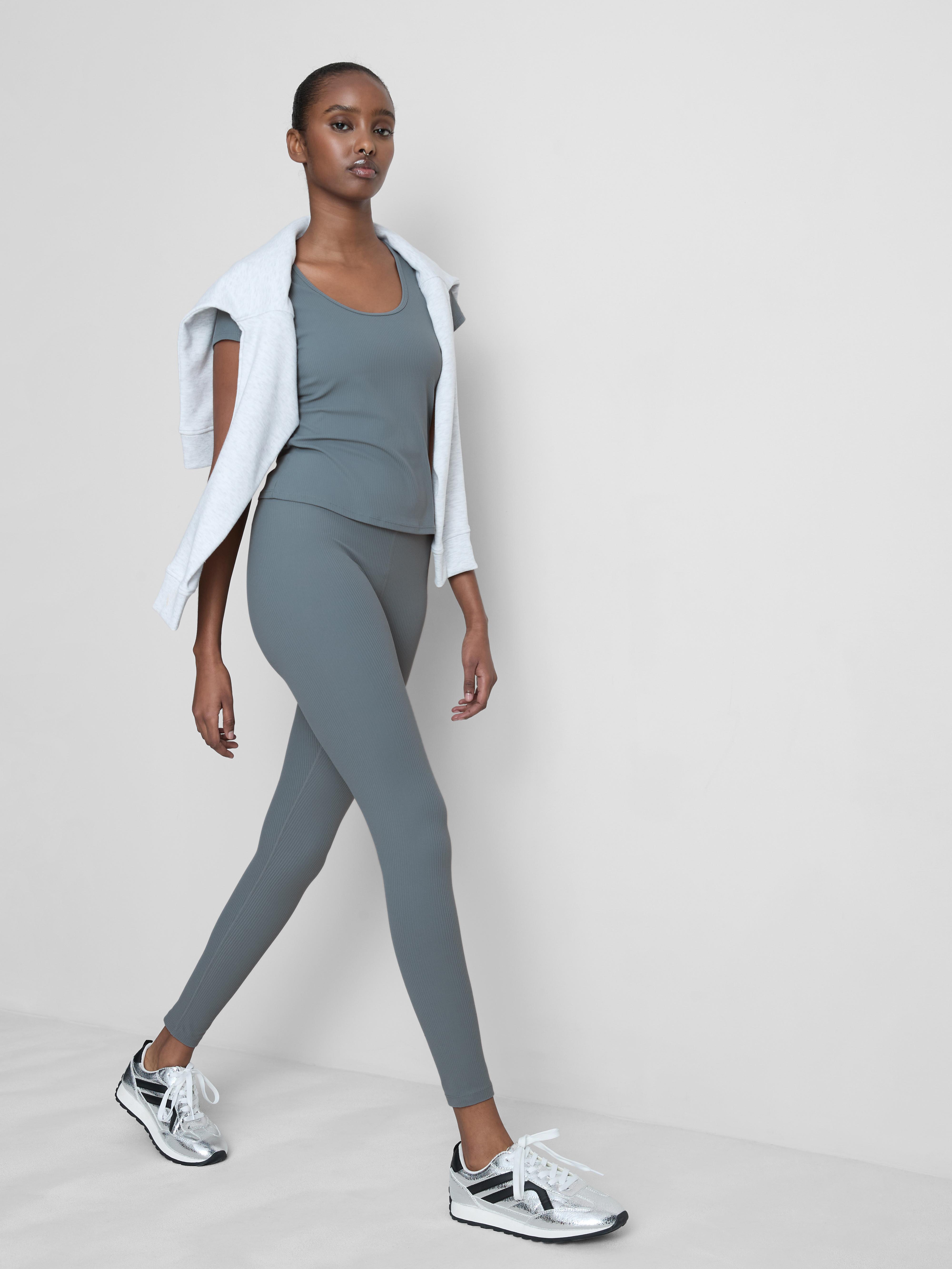 High Waisted Ribbed Performance Leggings