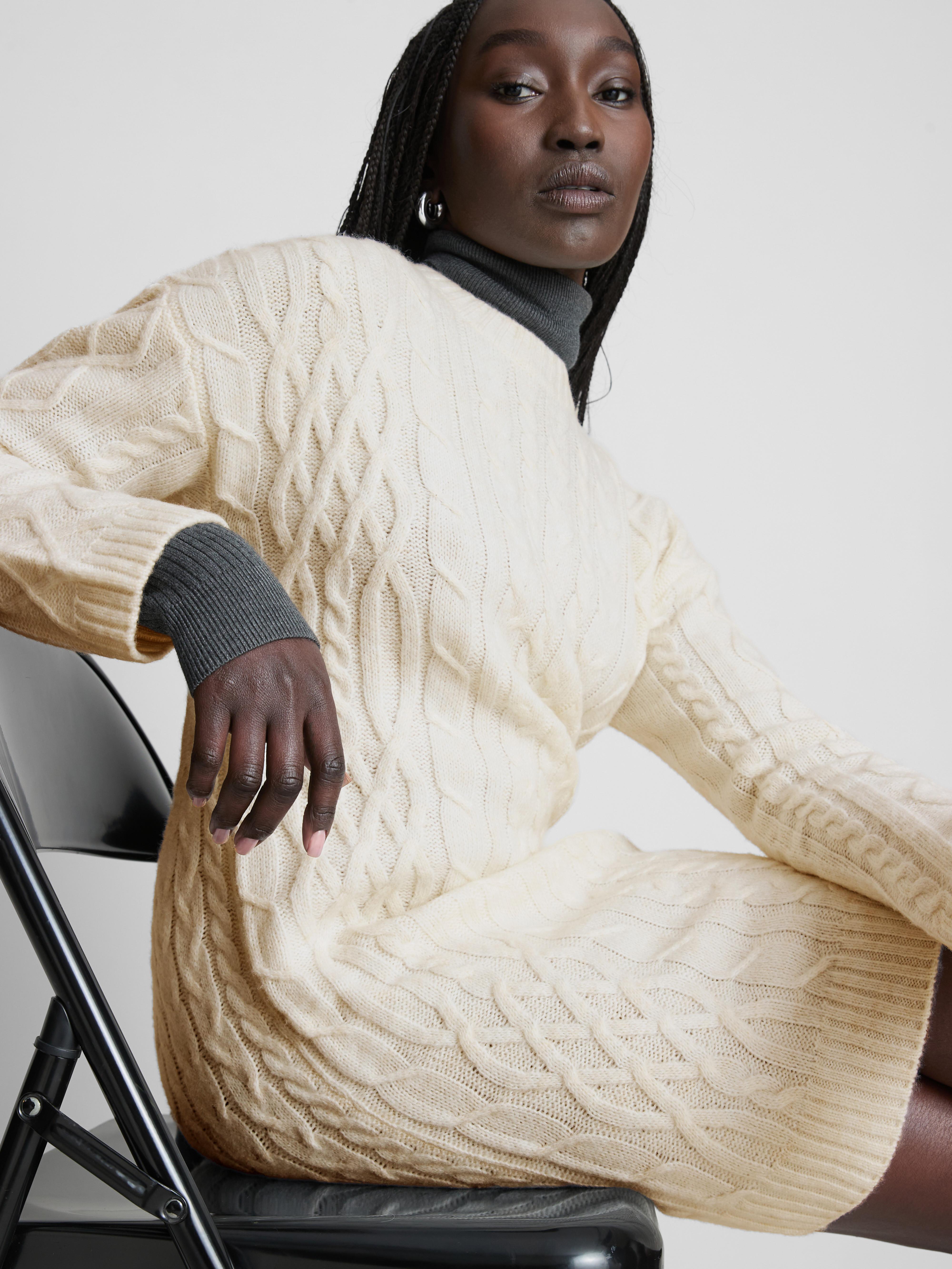 Cable Knit Mini Sweater Dress