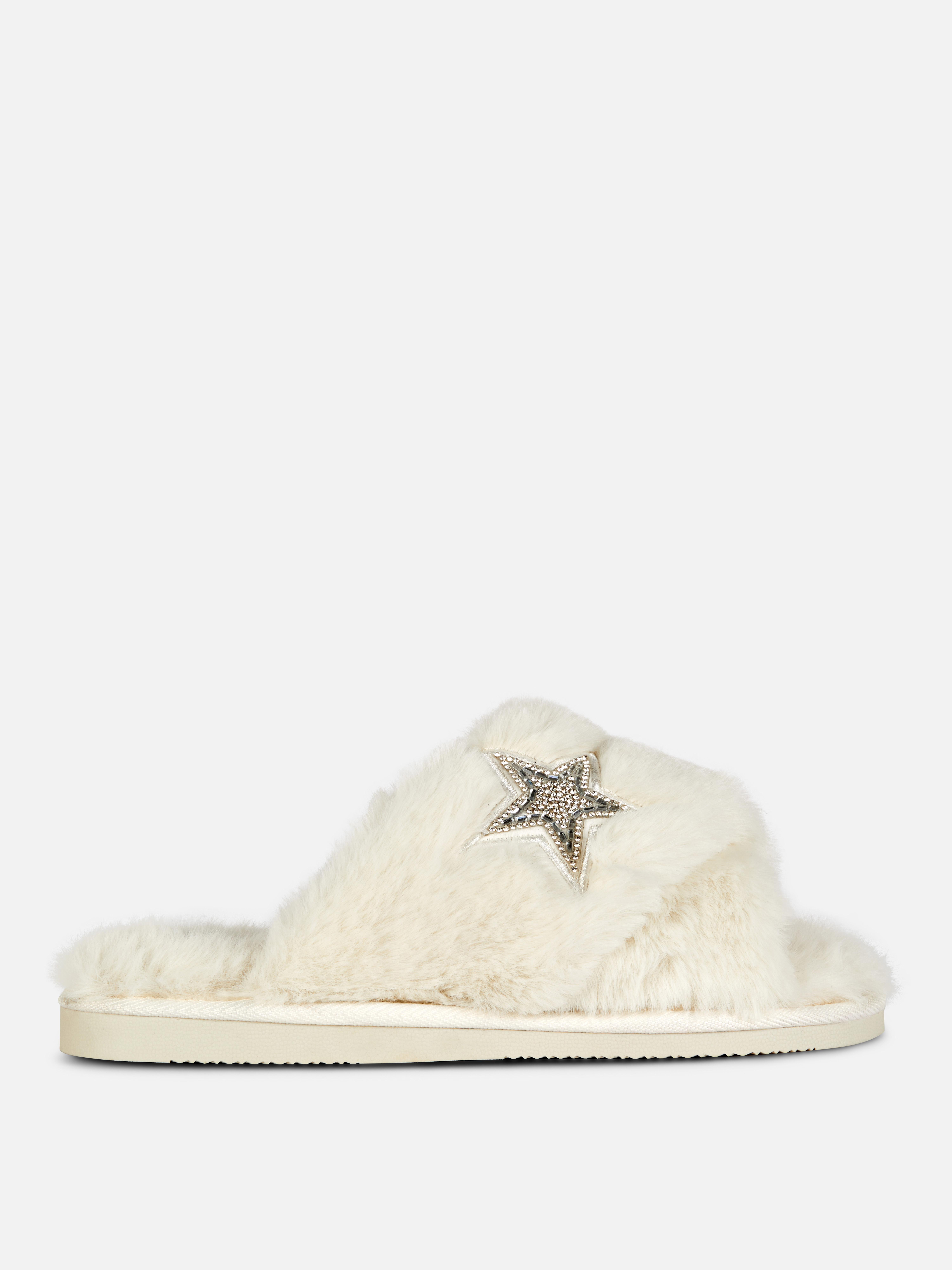 Embellished Cross Strap Slippers