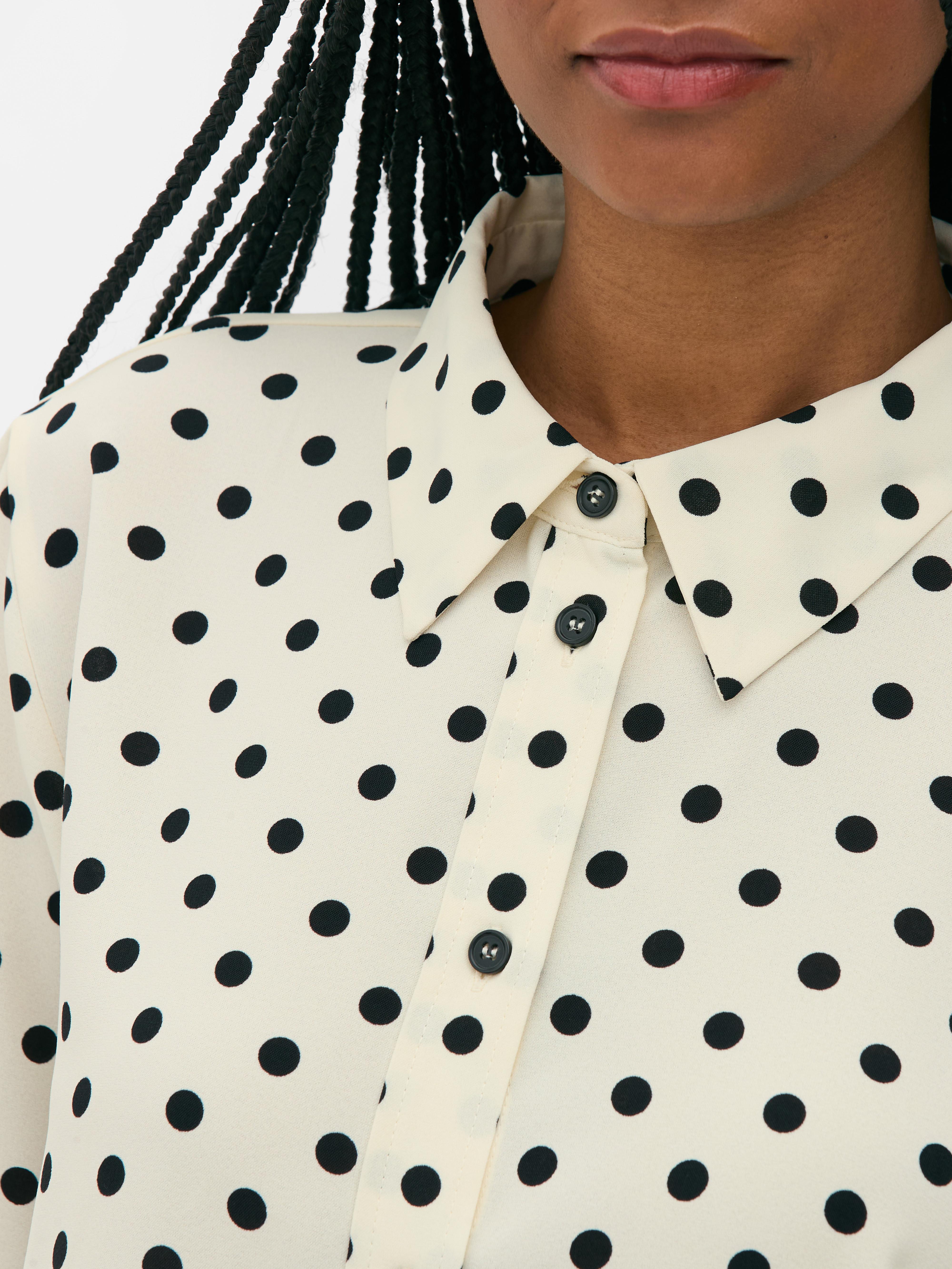 Crepe Curved Hem Shirt