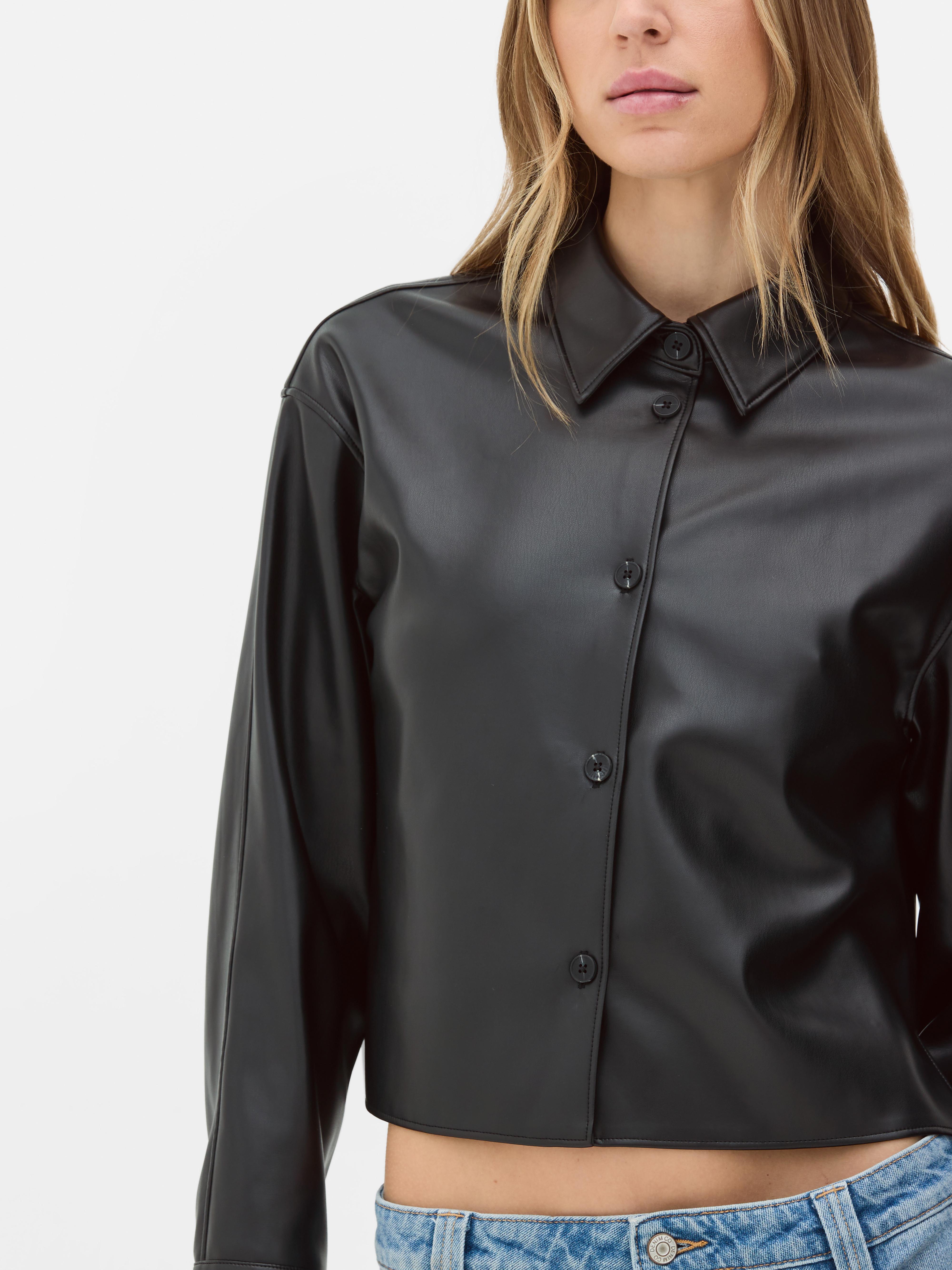 Rita Ora Faux Leather Boxy Shacket