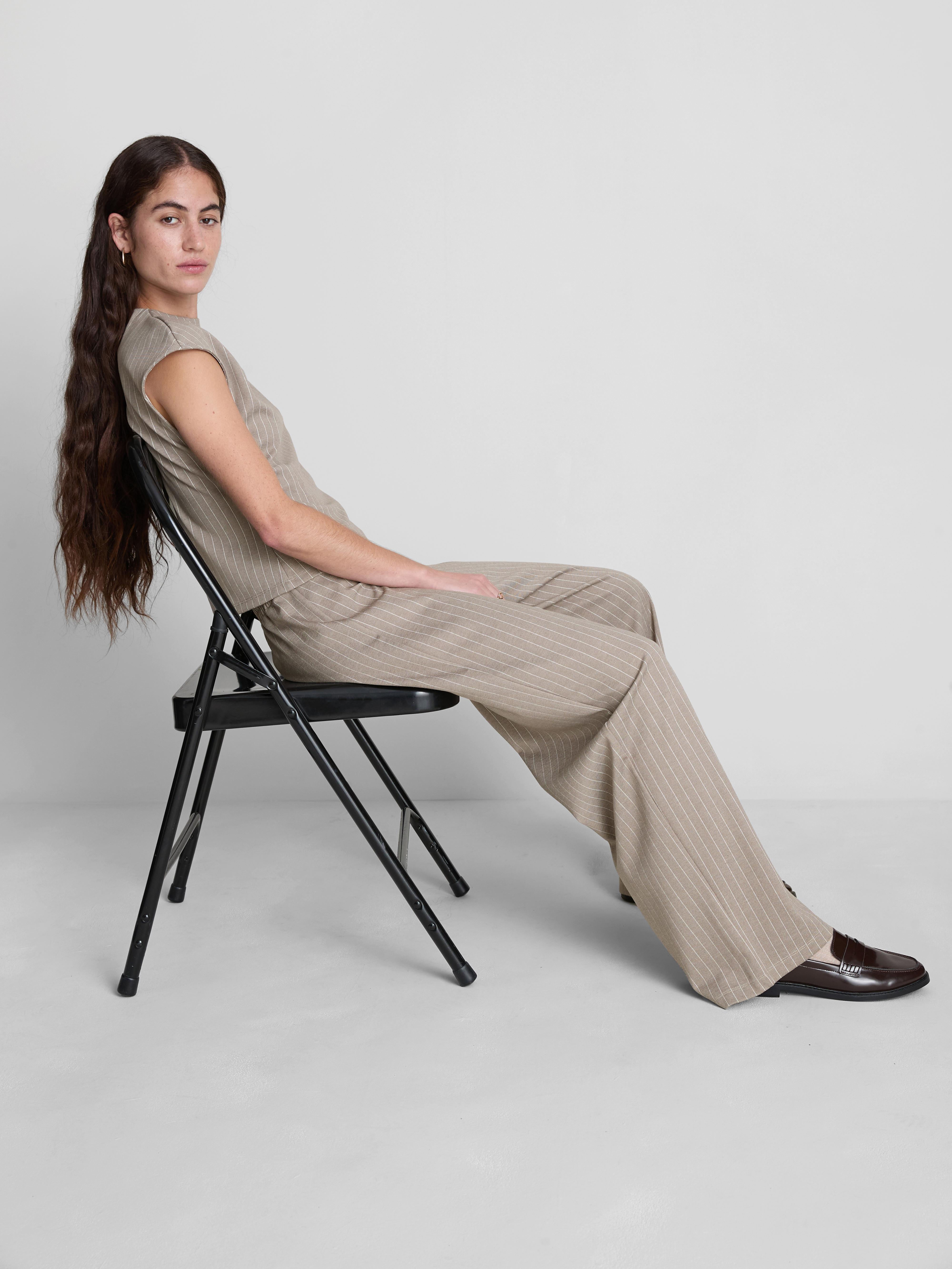 Pinstripe Straight Leg Pants