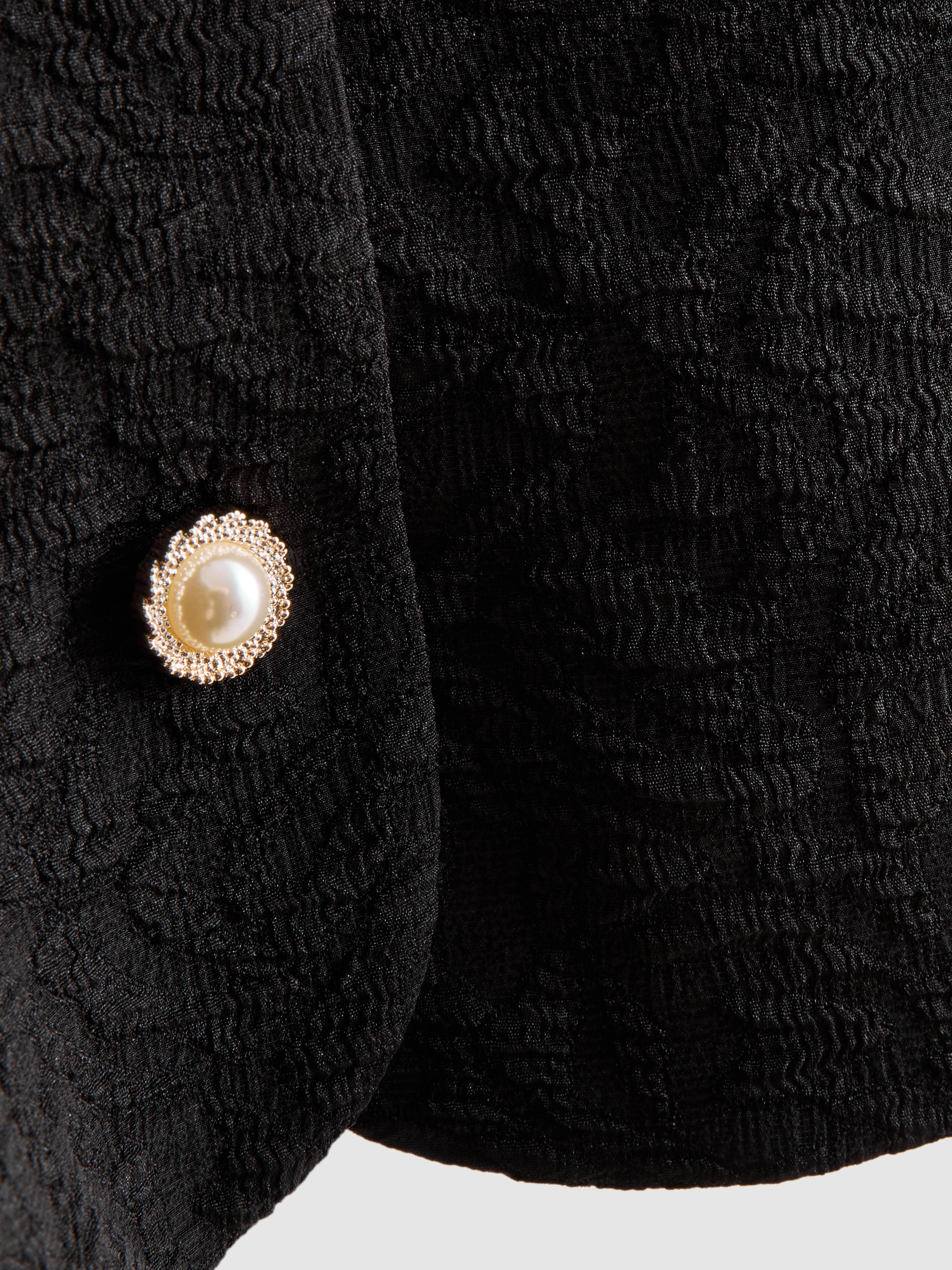 Cropped Textured Puff Sleeve Top