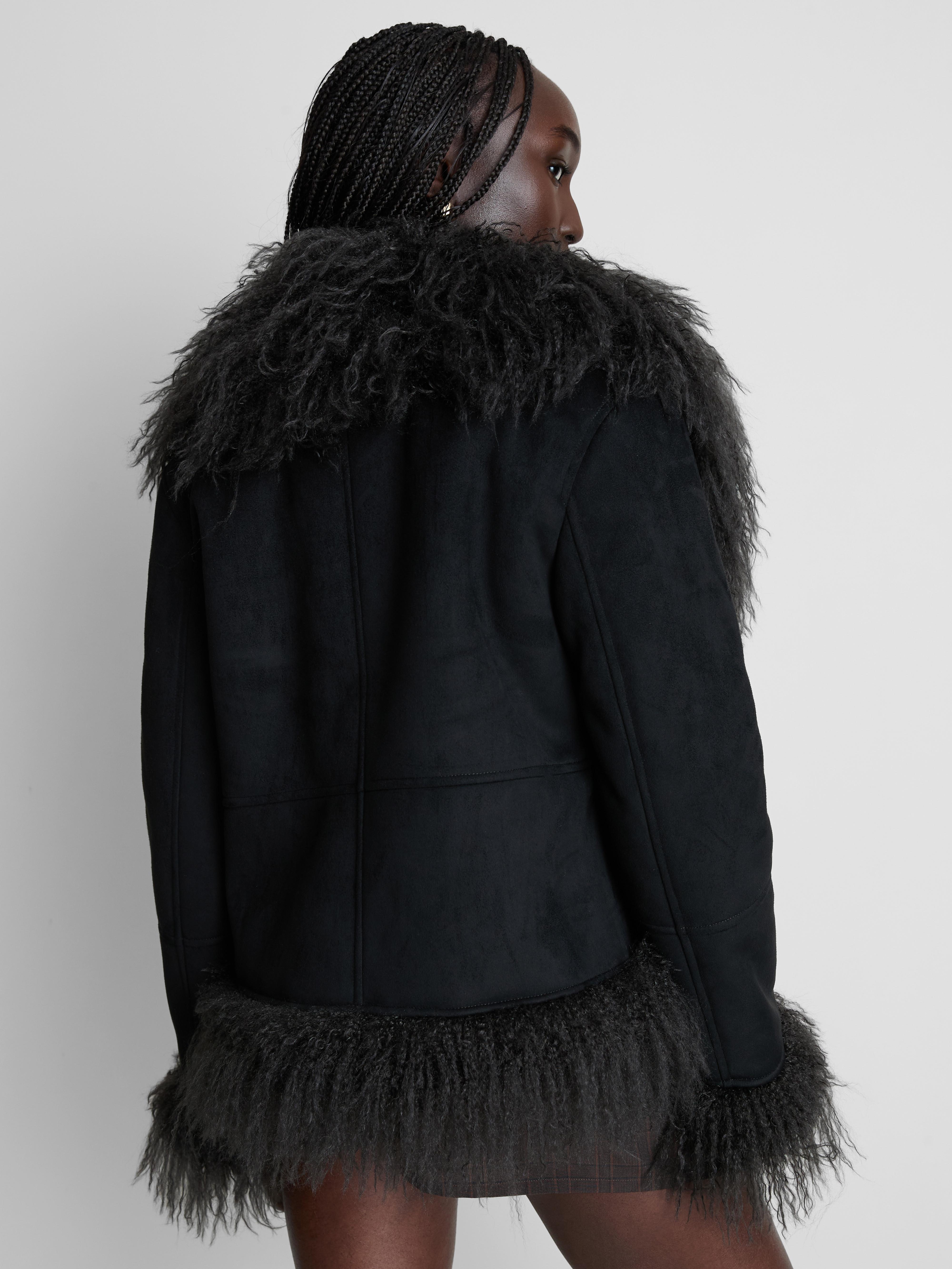 Shaggy Faux Fur Trim Jacket