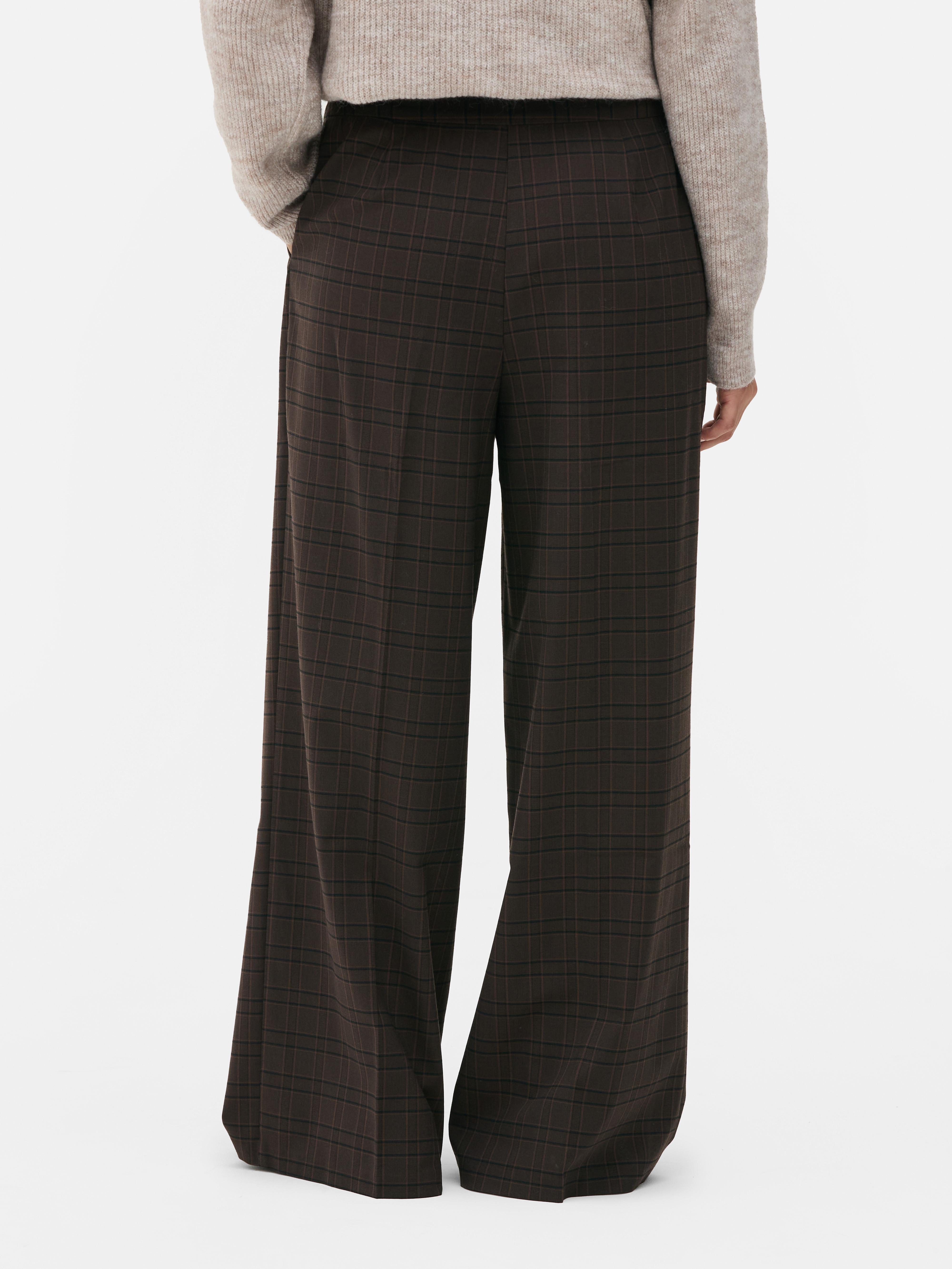 High-Waisted Check Pants
