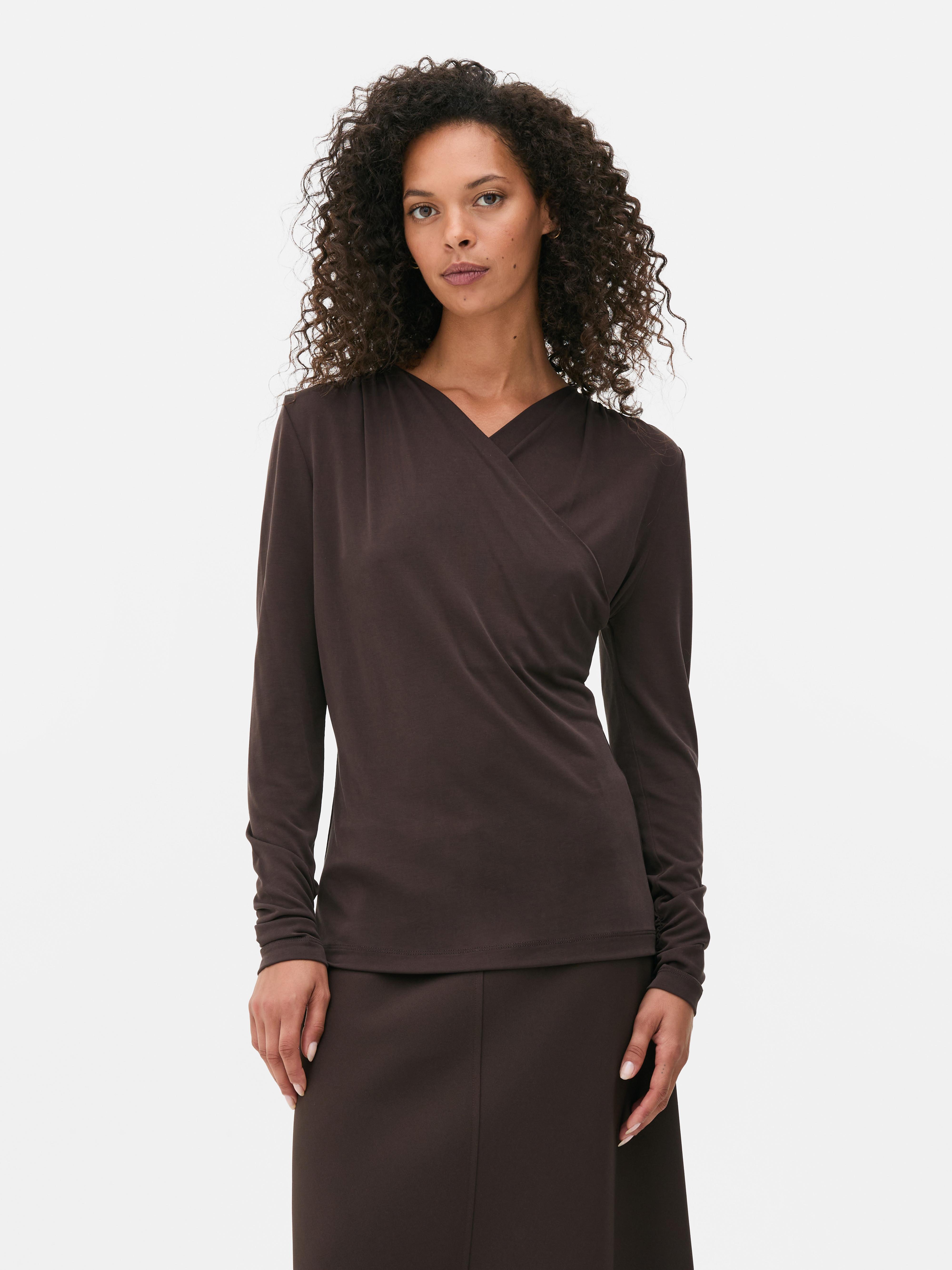 The Edit Draped Long Sleeve Top