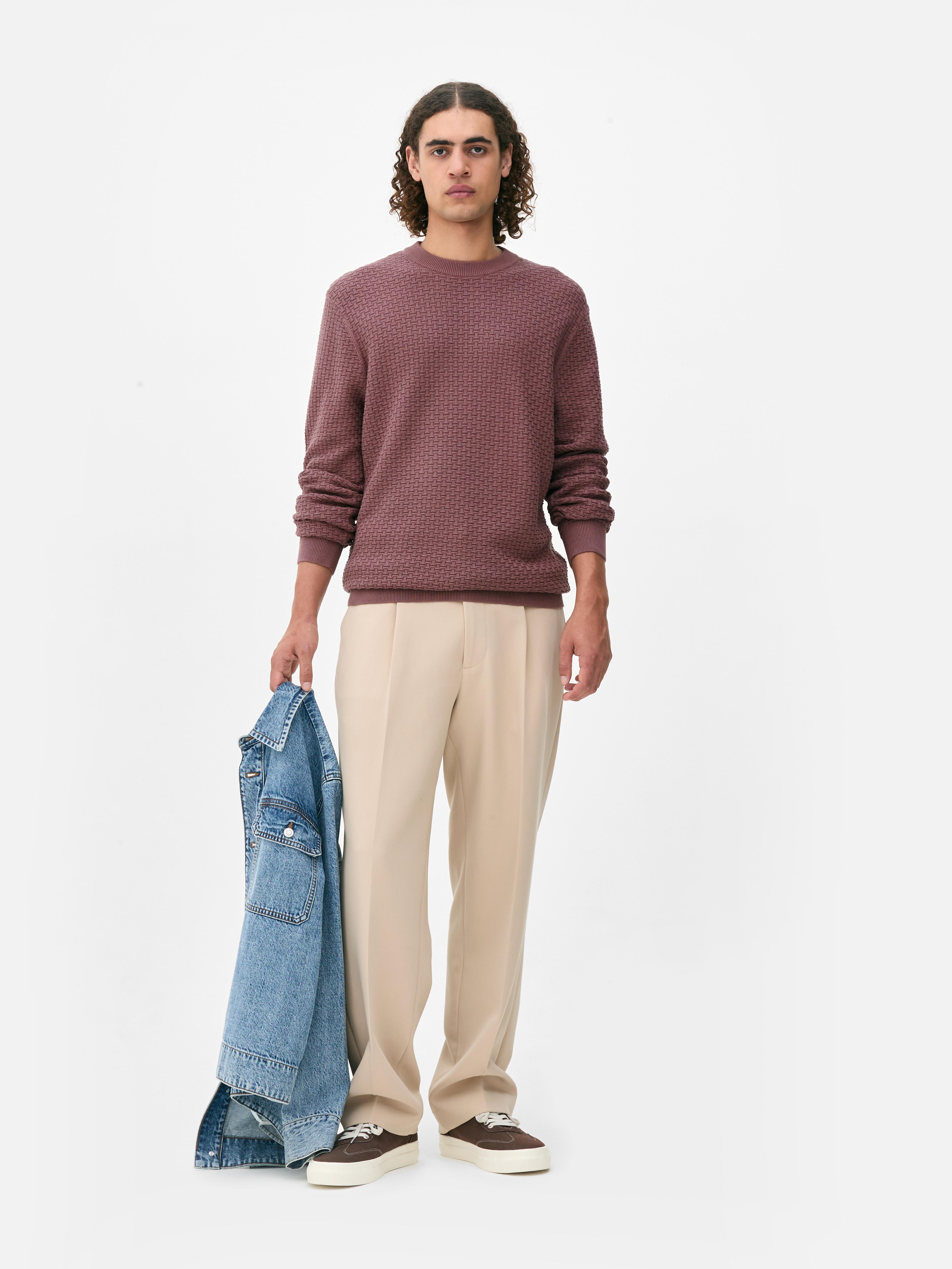 Textured Crew Neck Sweater