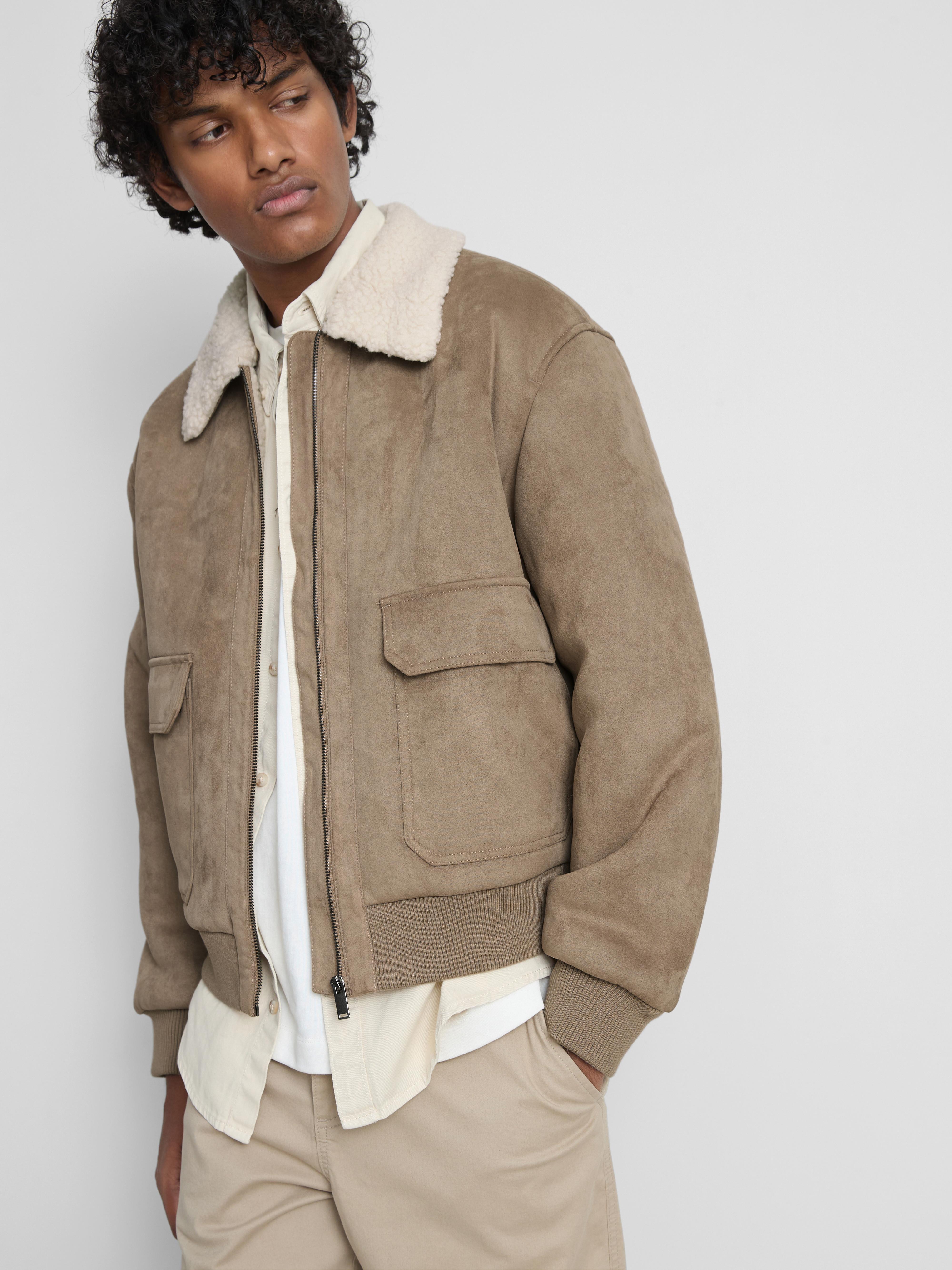 Faux Suede Zip-Up Jacket