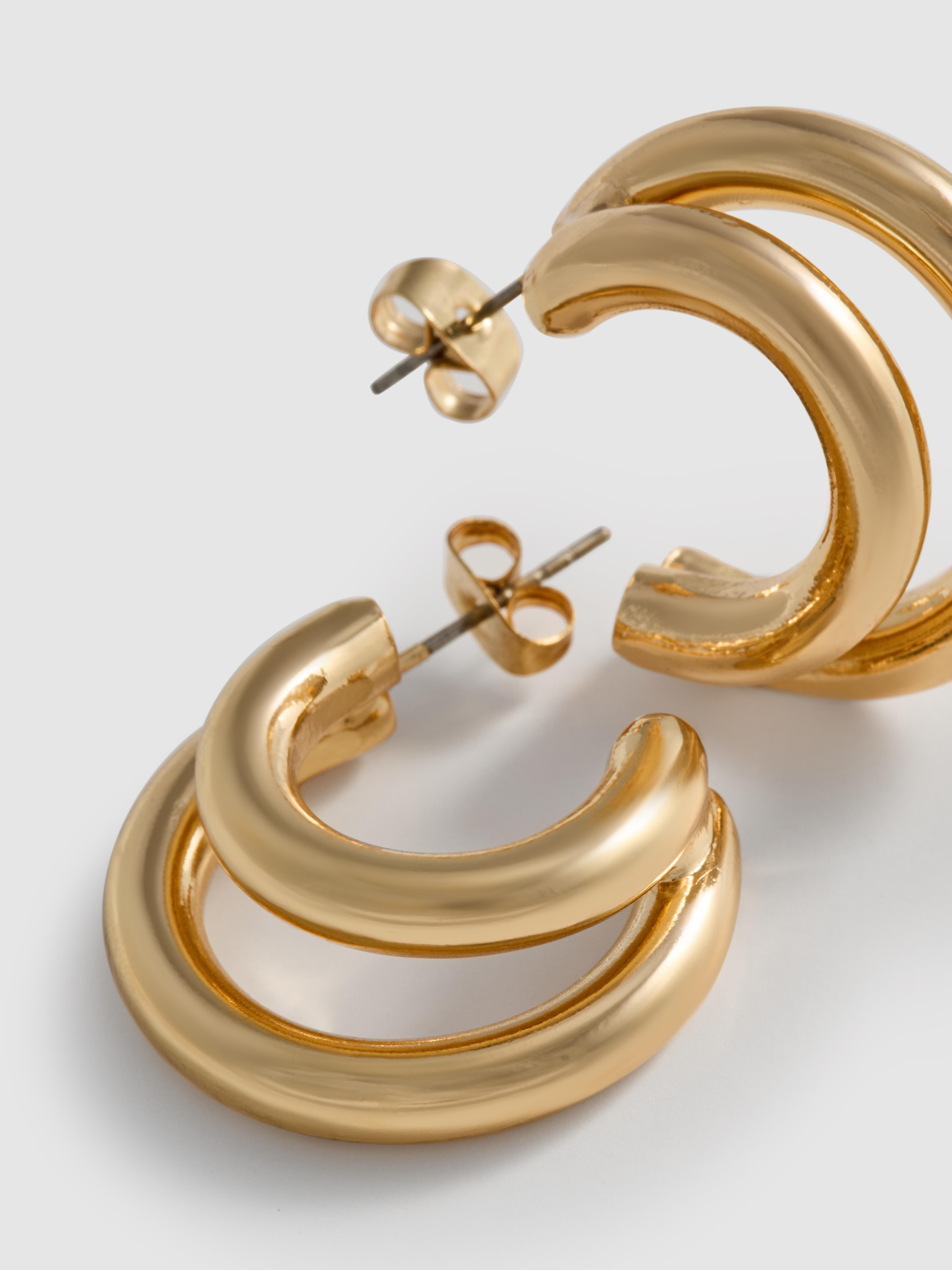 The Edit Double Hoop Stud Earrings