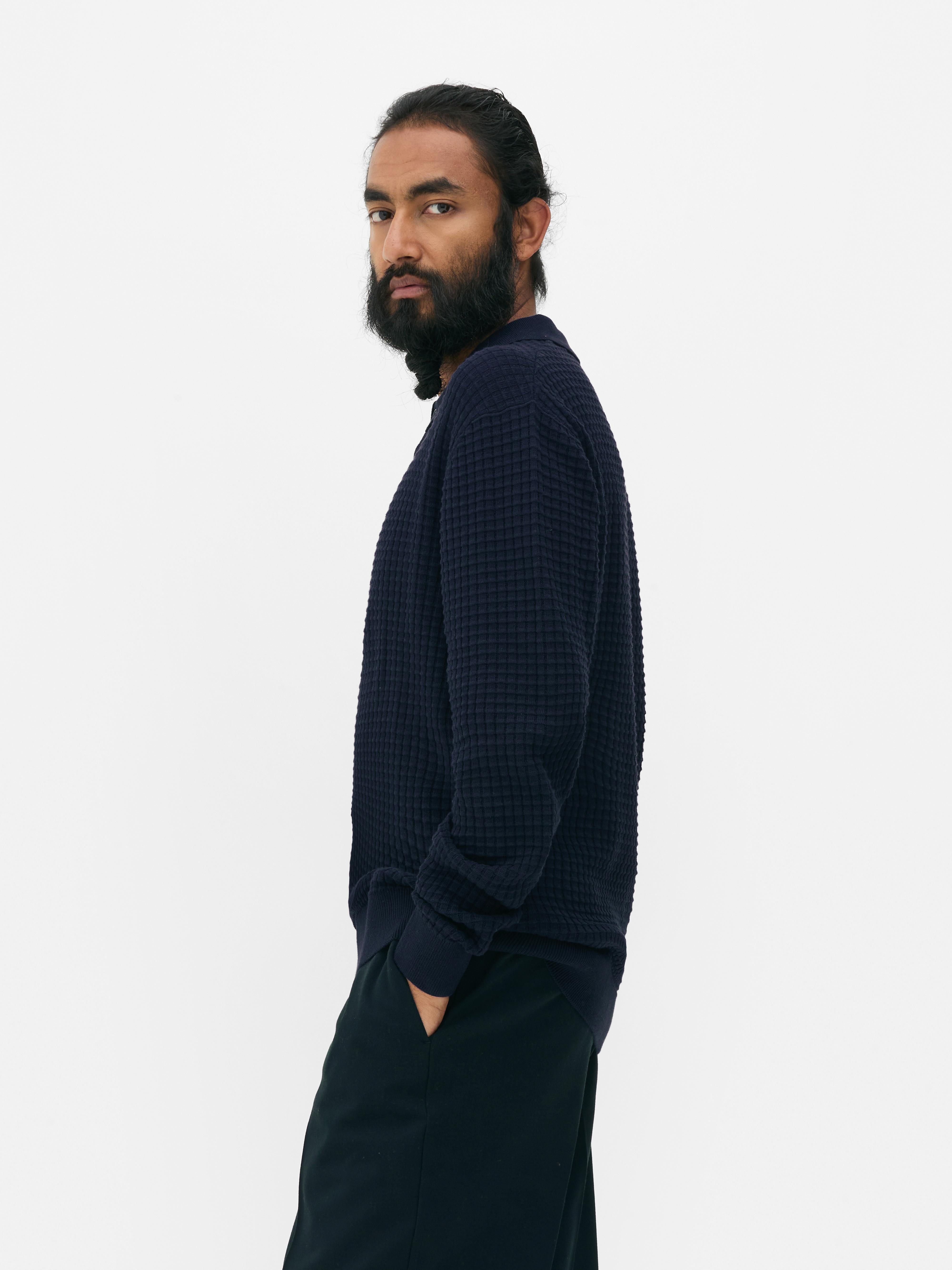 Textured Polo Sweater