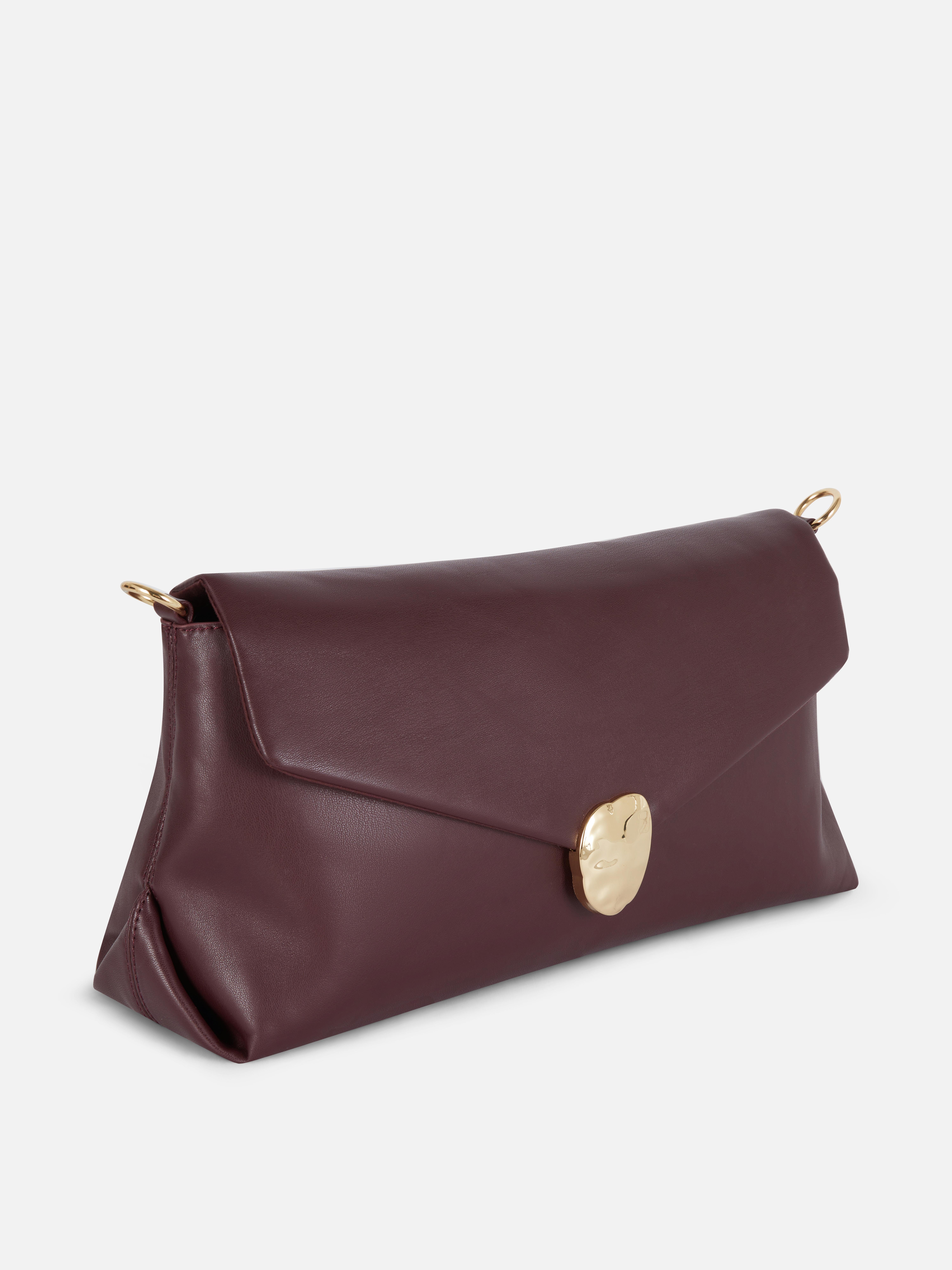 Faux Leather Metal Closure Clutch Bag