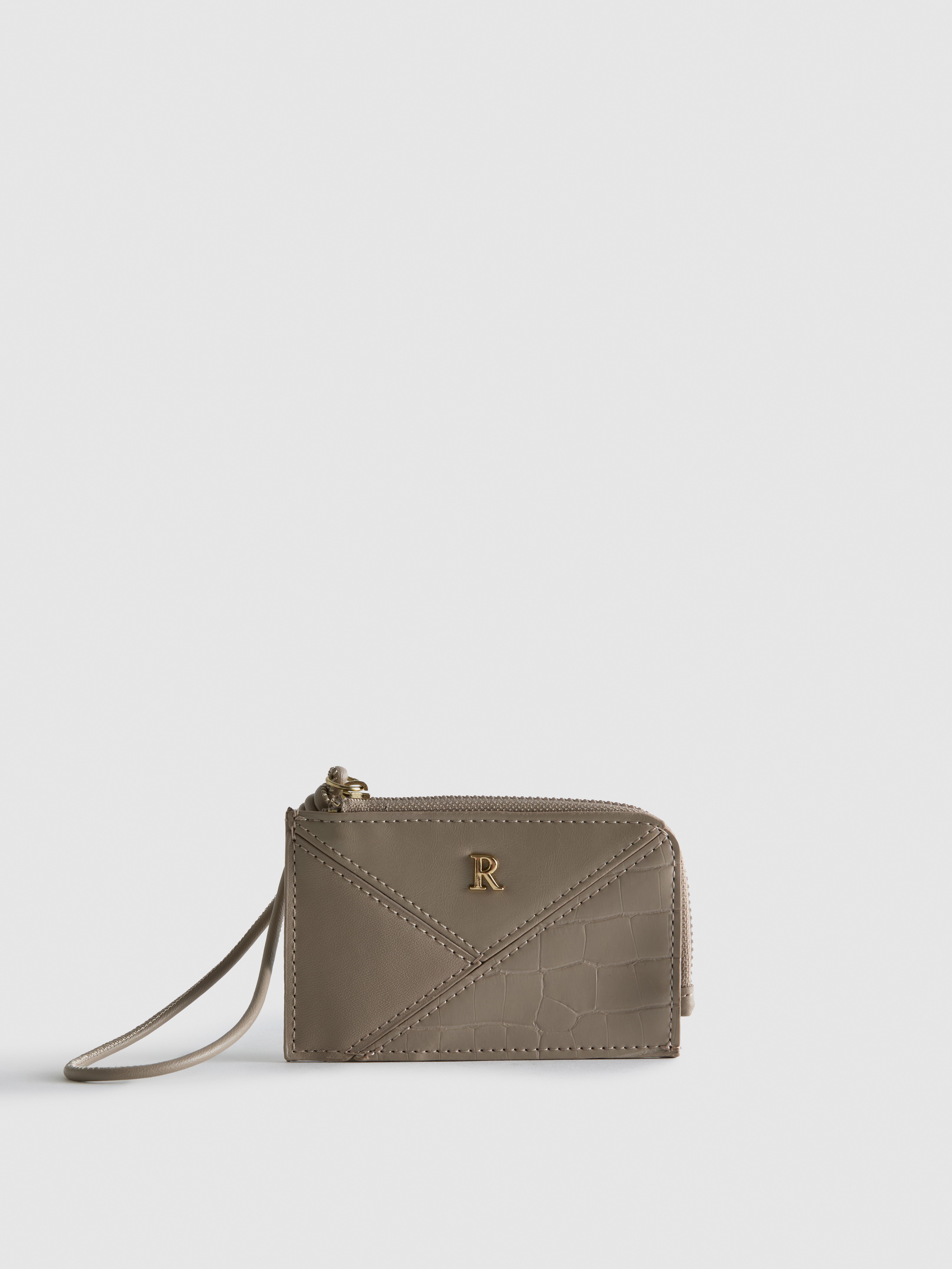 Faux Leather Initial Card Holder Purse