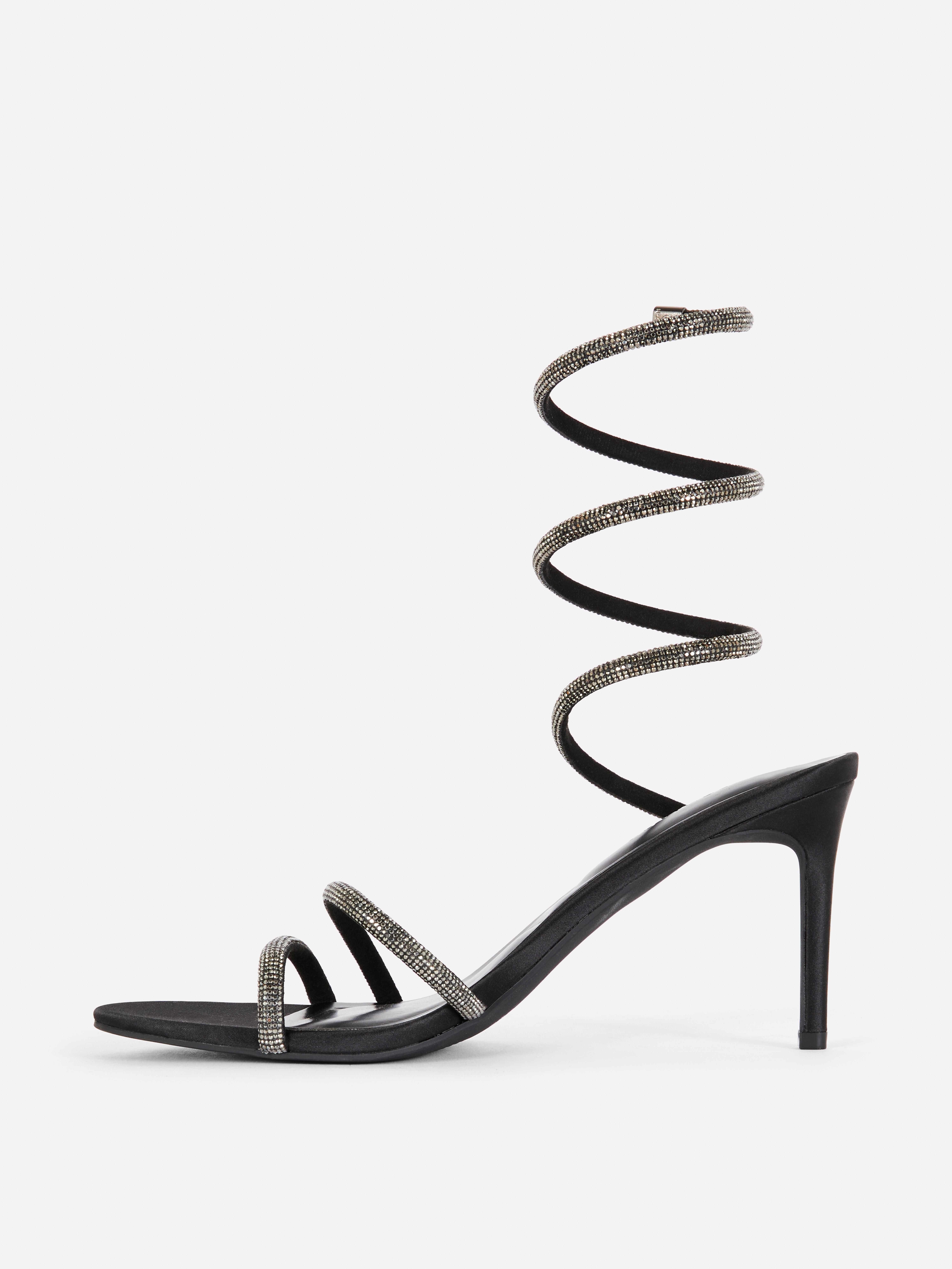 Spiral Diamante Heeled Sandals