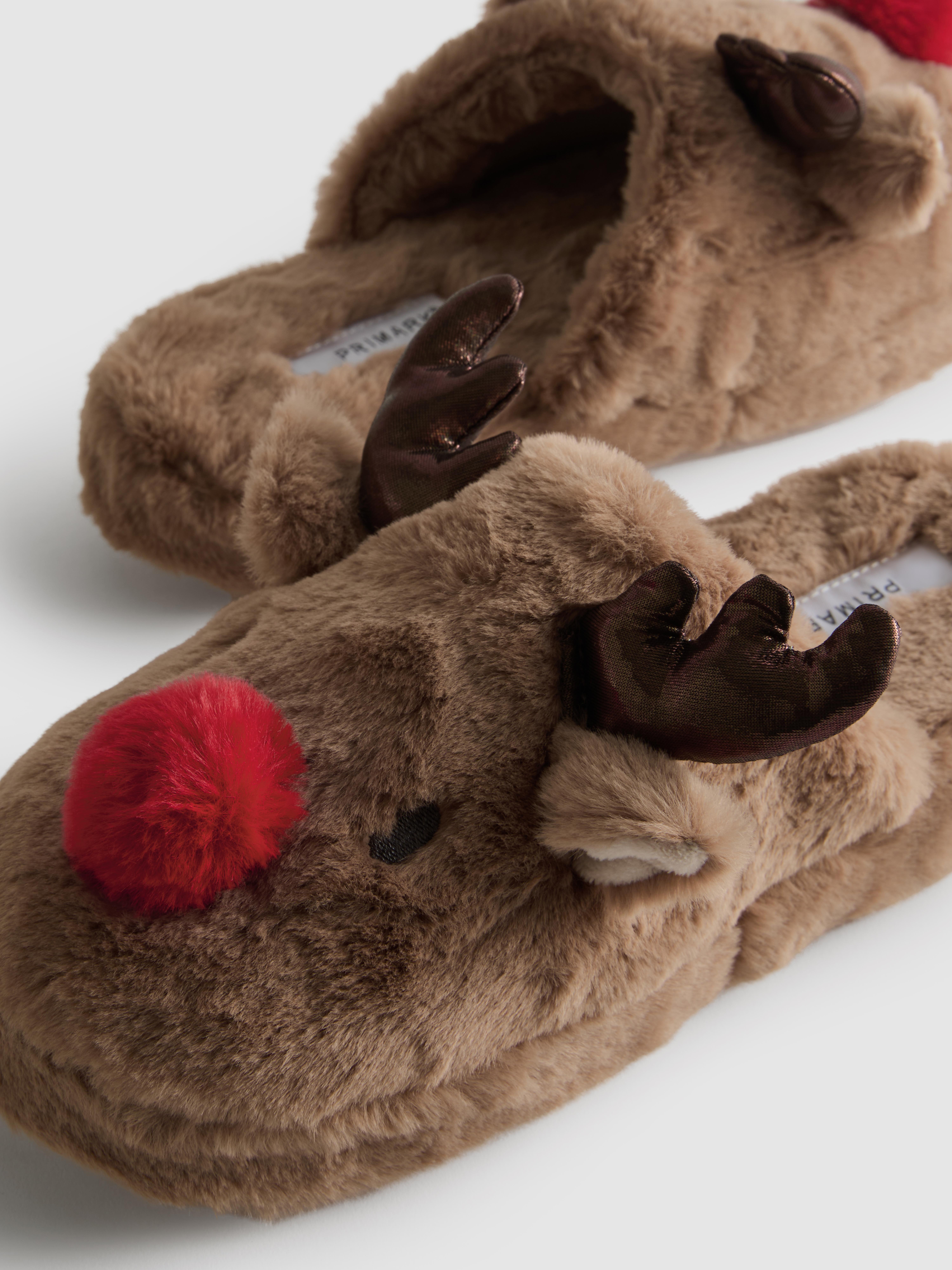 Christmas Reindeer Fluffy Mule Slippers