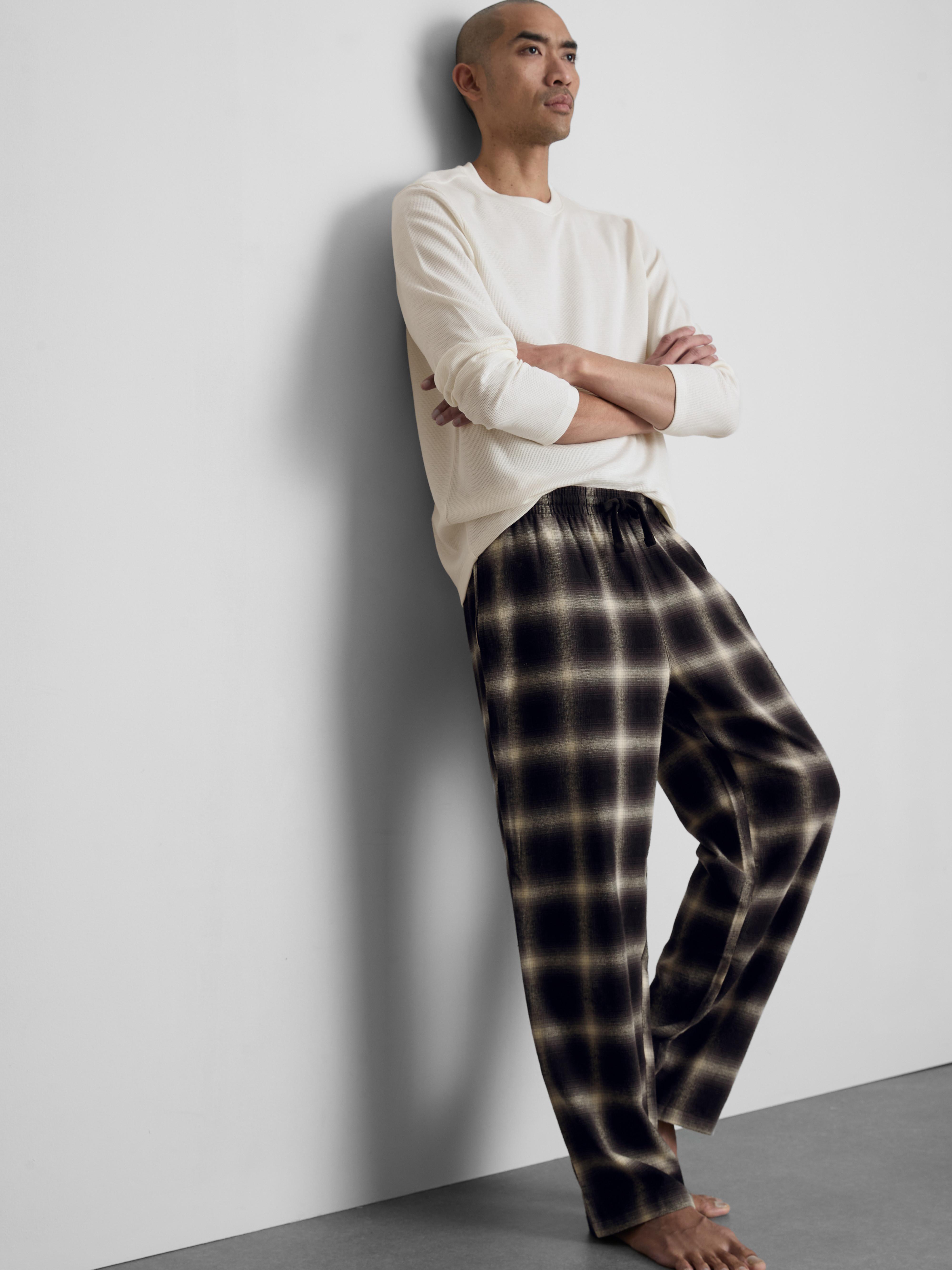 Brushed Cotton Check Long Pajamas