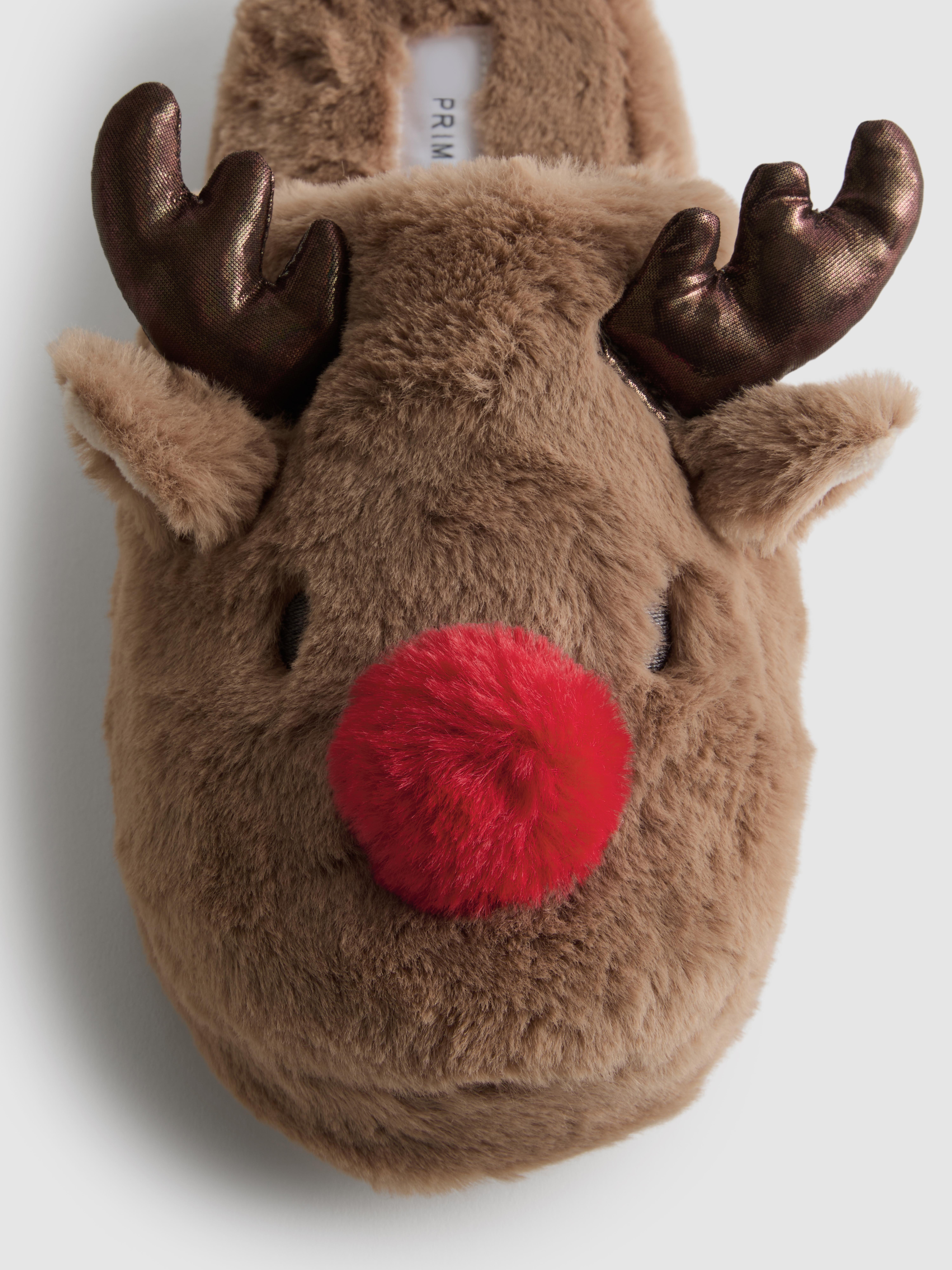 Christmas Reindeer Fluffy Mule Slippers