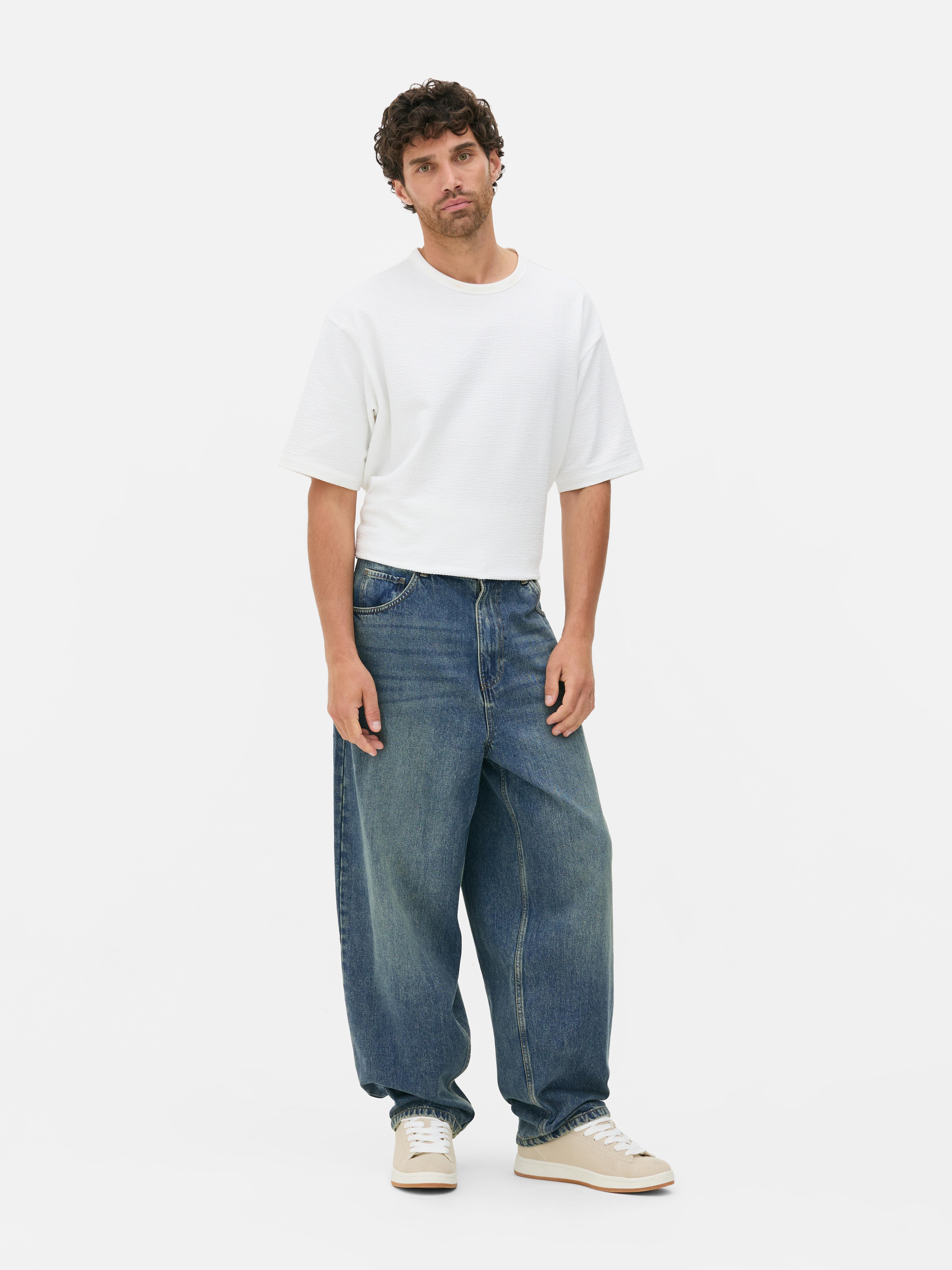 Low-Rise Barrel Leg Jeans