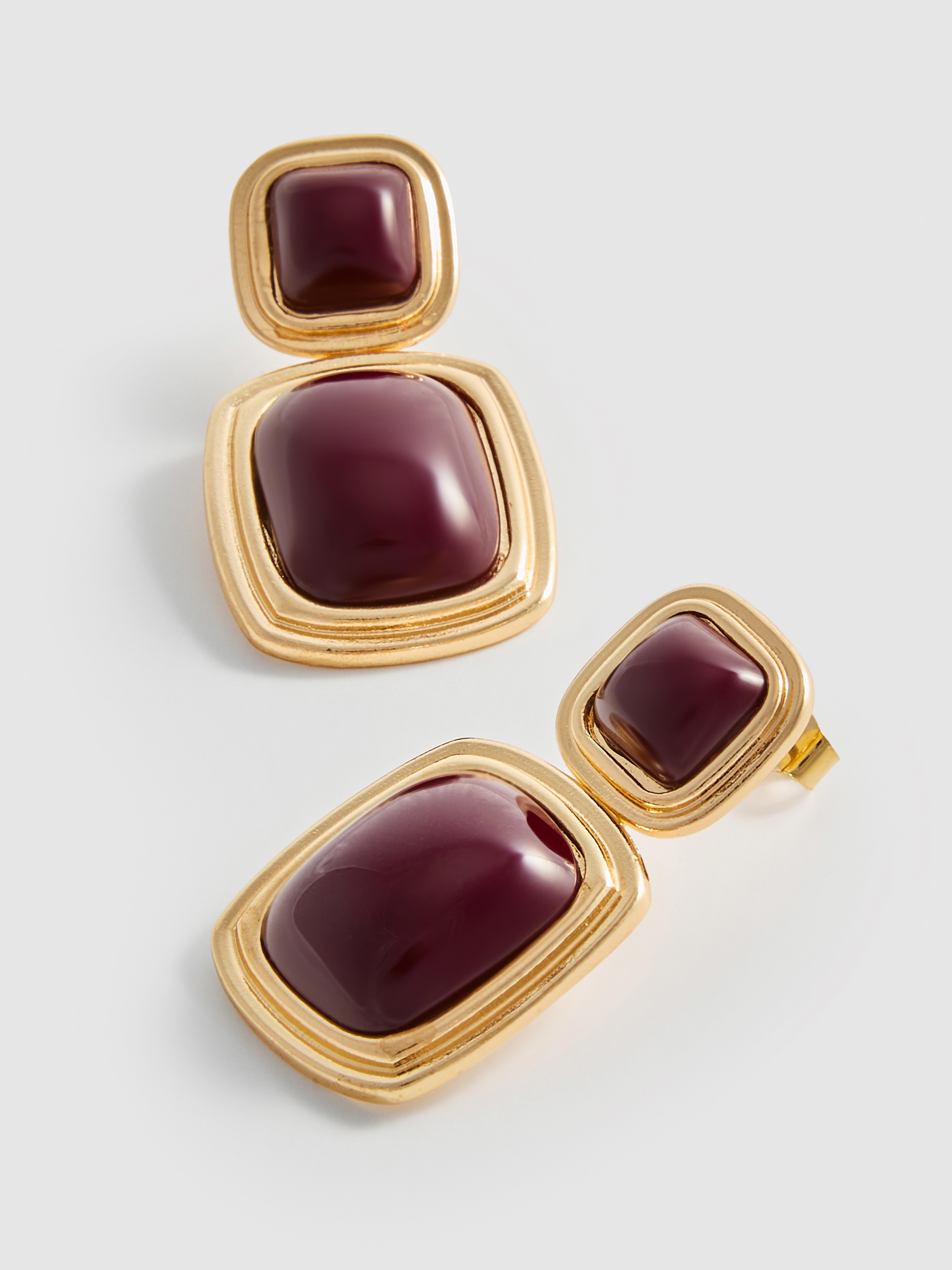 Burgundy Gem Drop Earrings