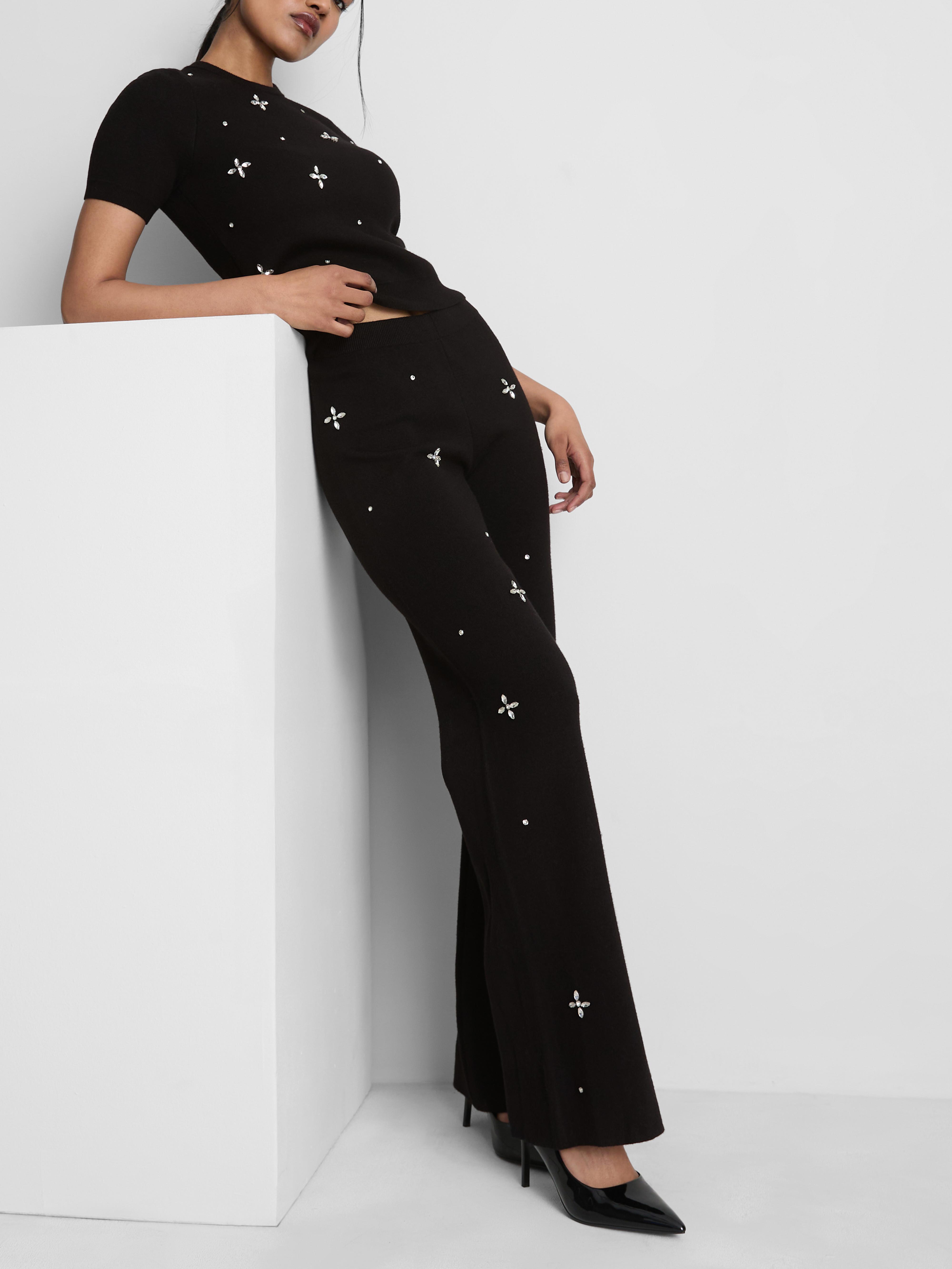 Embroidered Straight Leg Pants