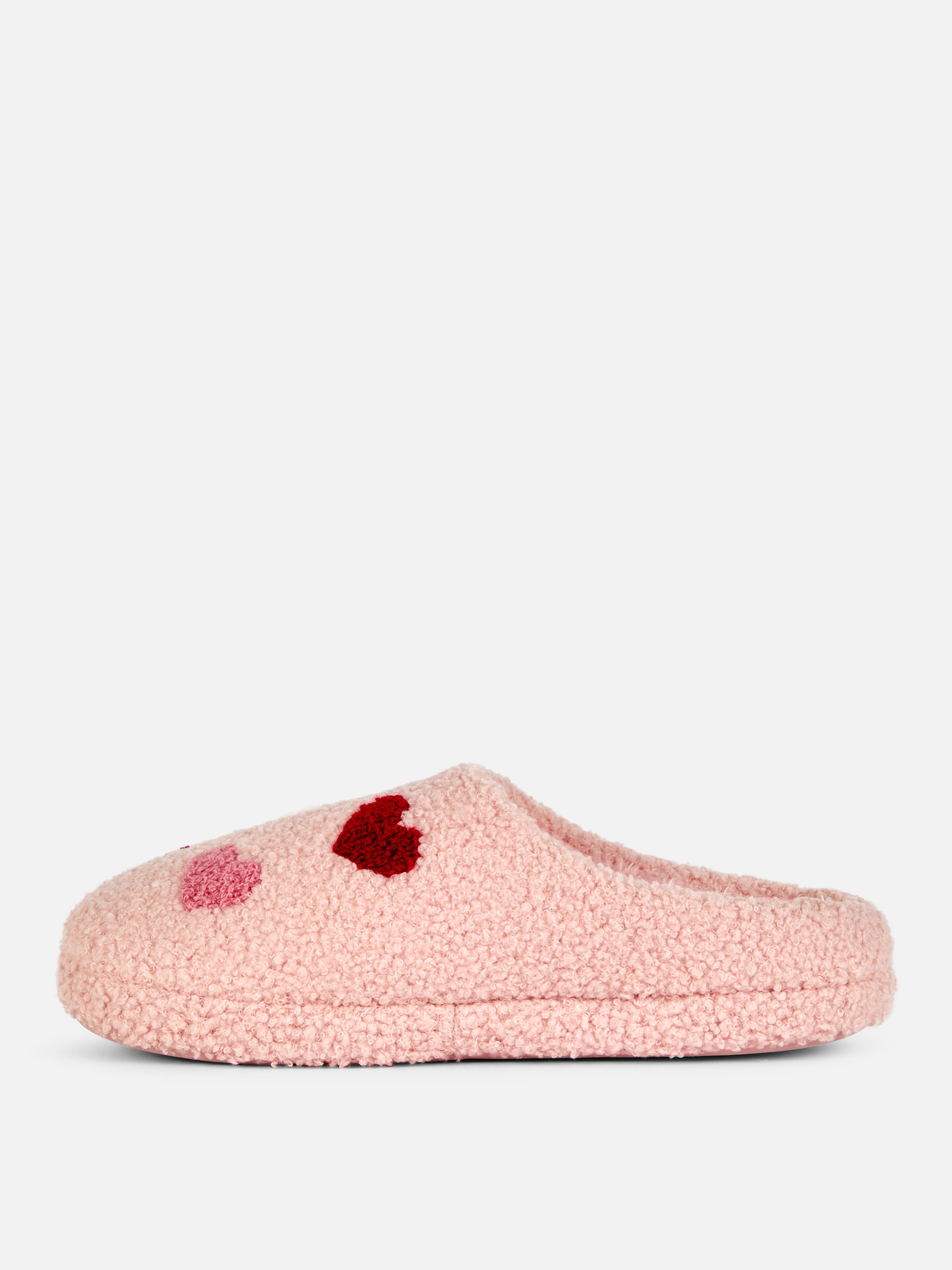 Heart Bouclé Mule Slippers