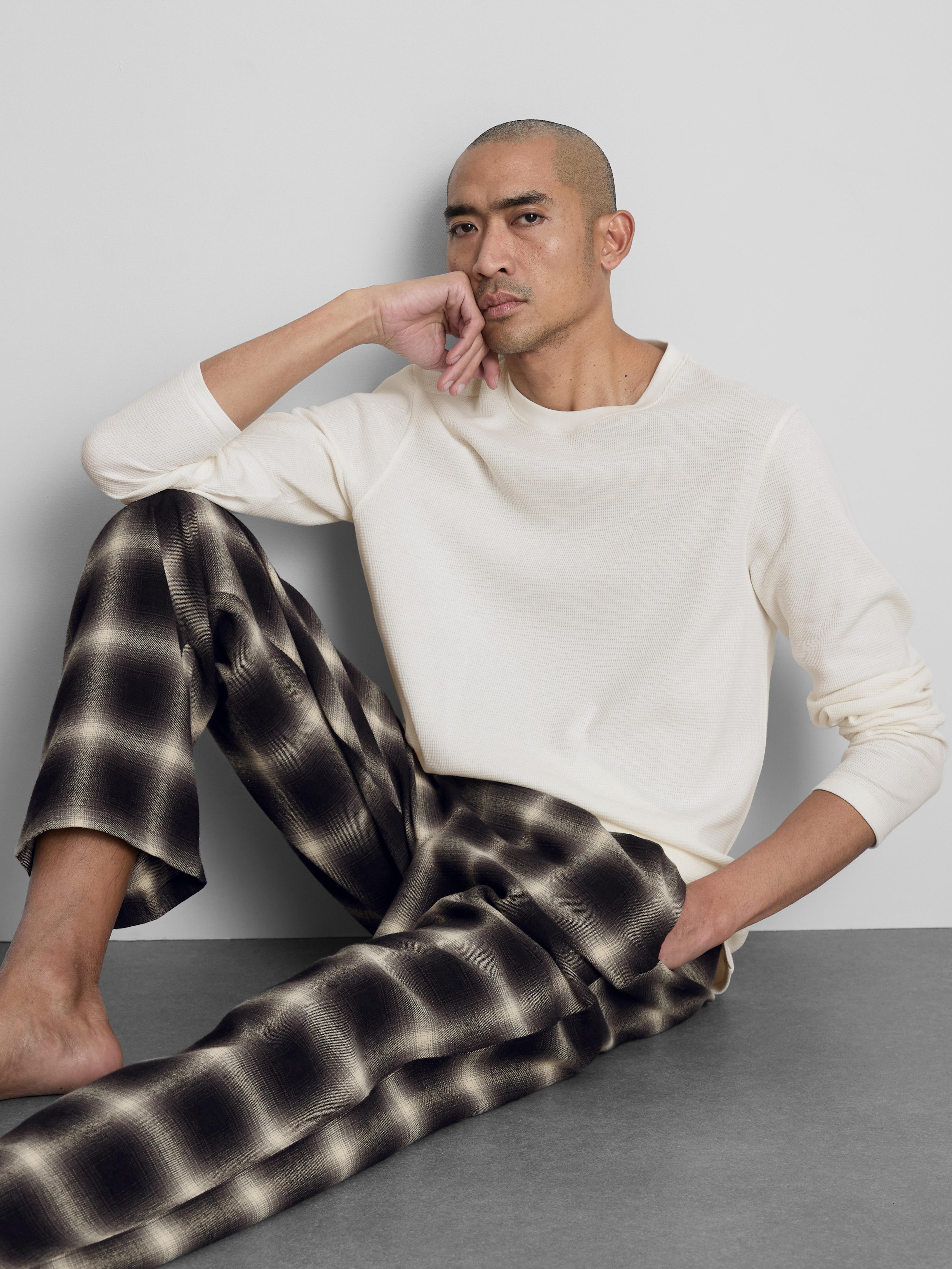 Brushed Cotton Check Long Pajamas