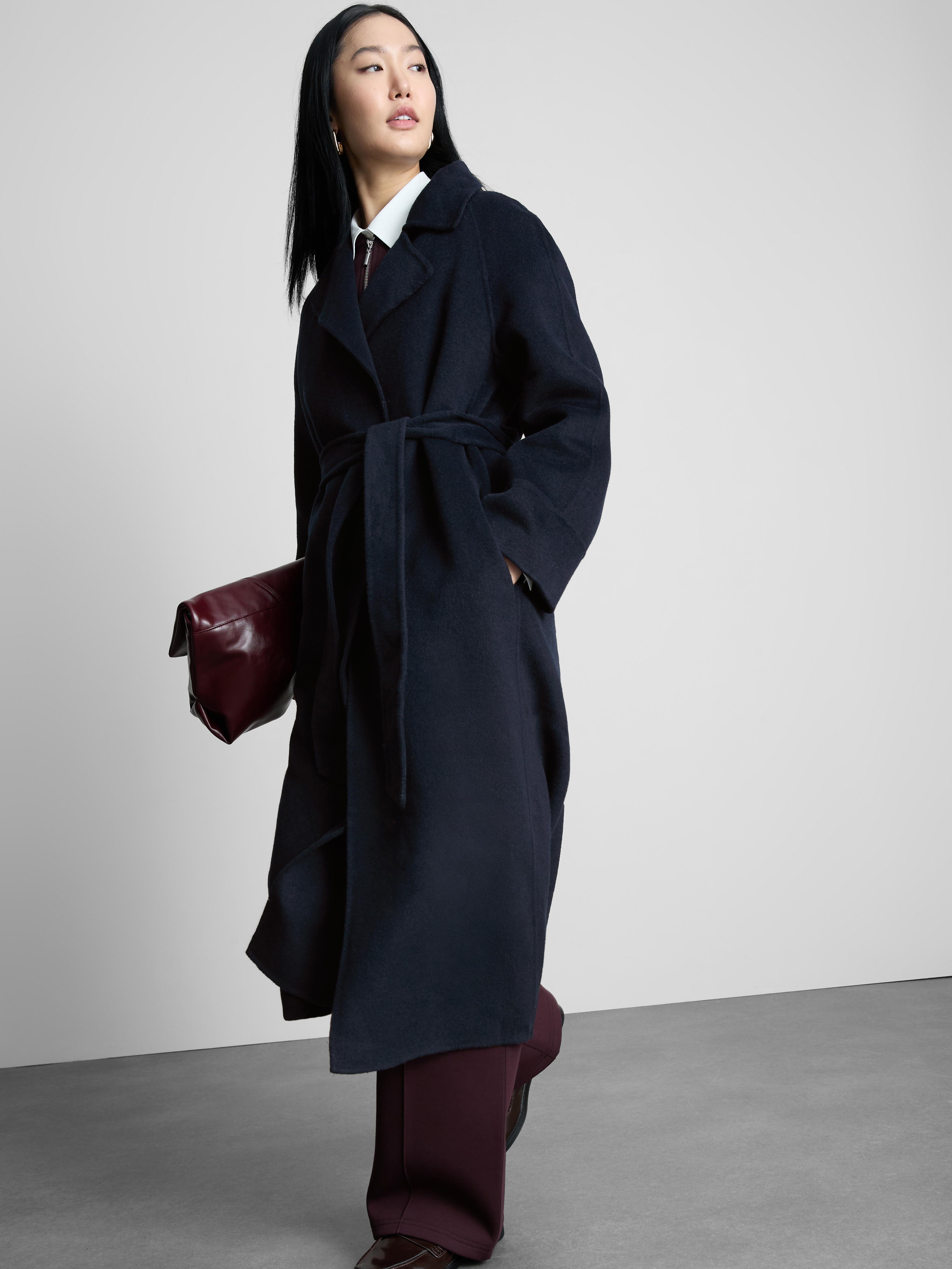 The Edit Wool Blend Longline Wrap Coat