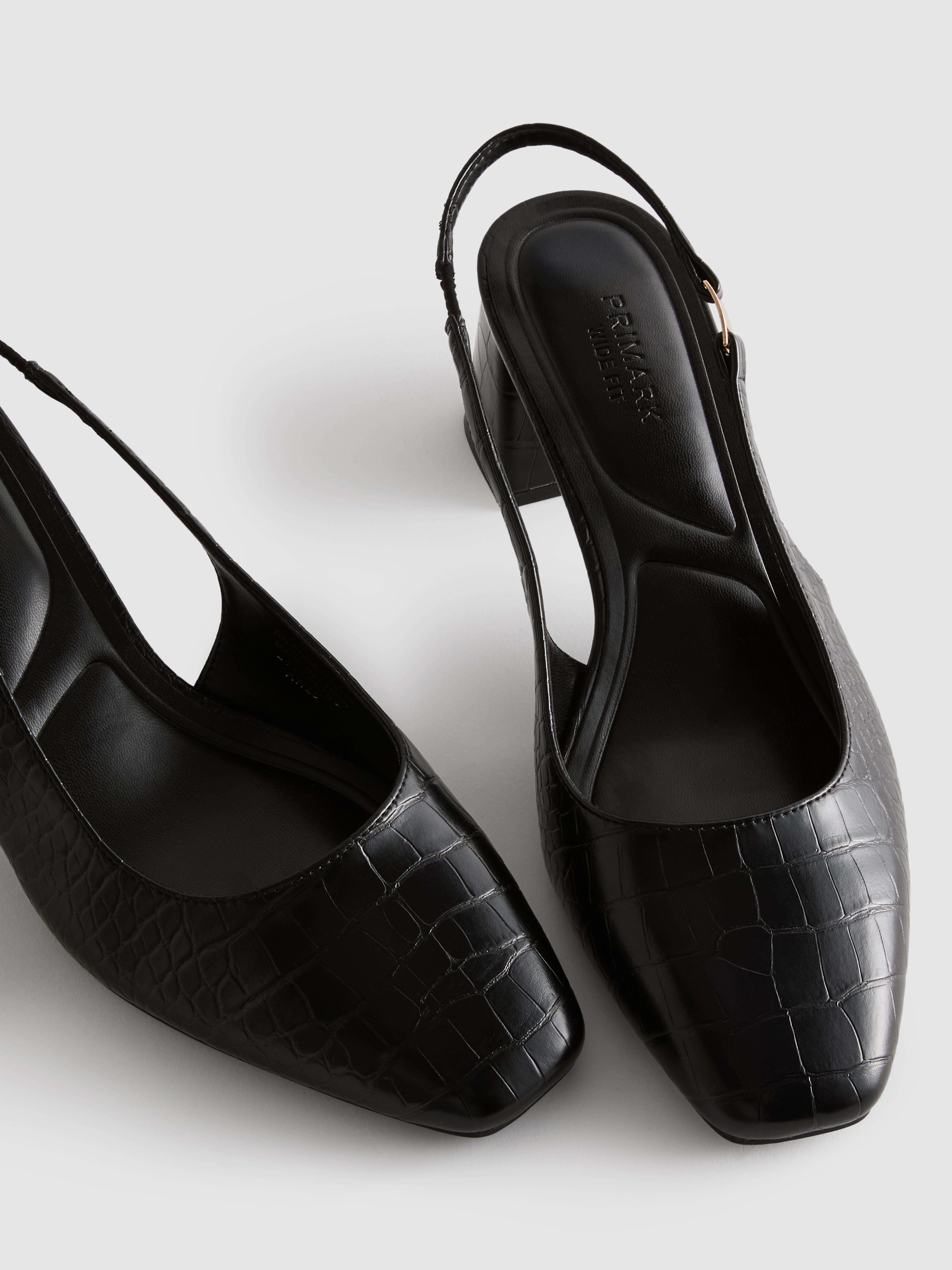 Wide Fit Faux Croc Sling Back Heels