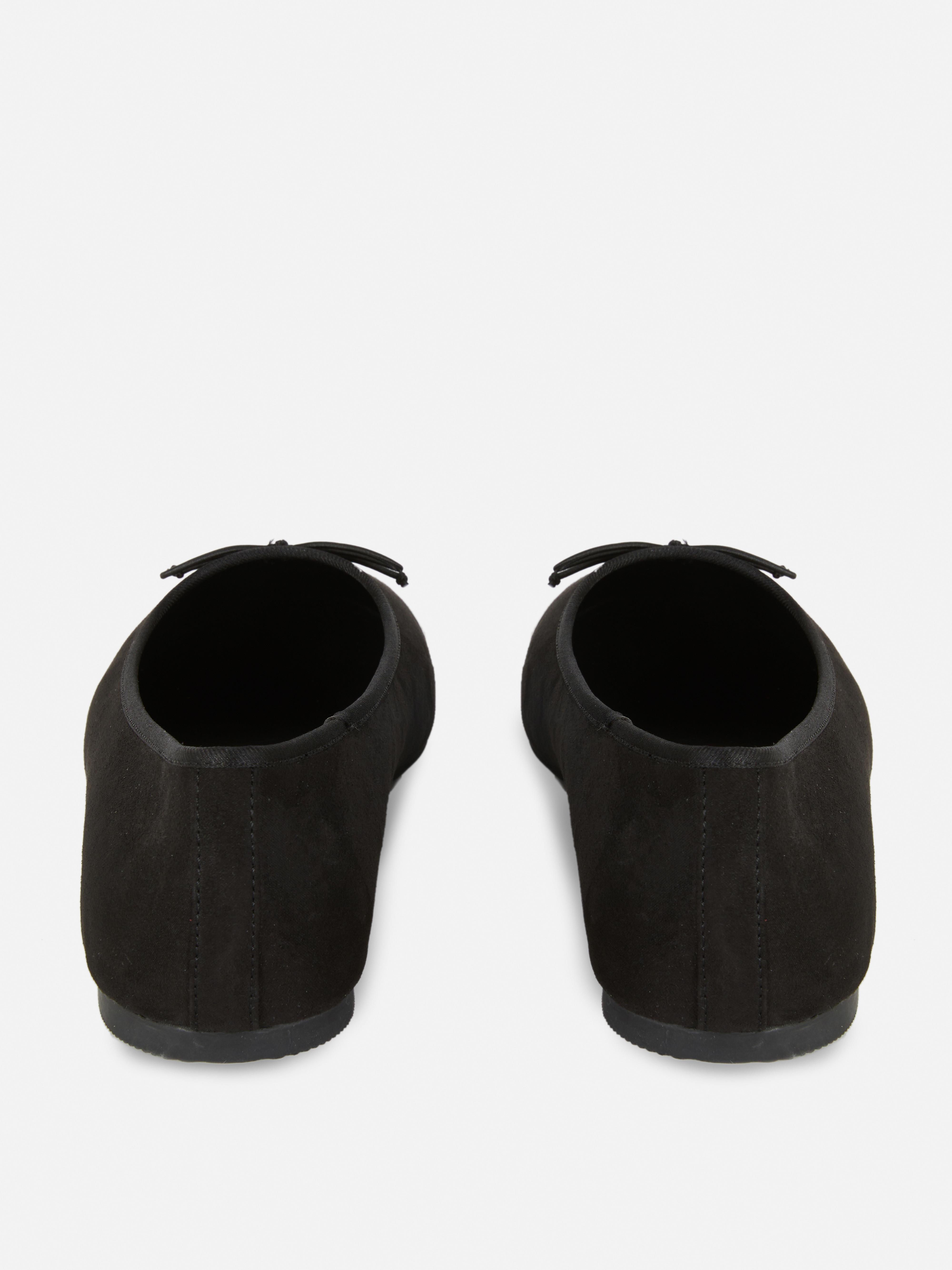 Wide Fit Faux Suede Bow Ballerinas