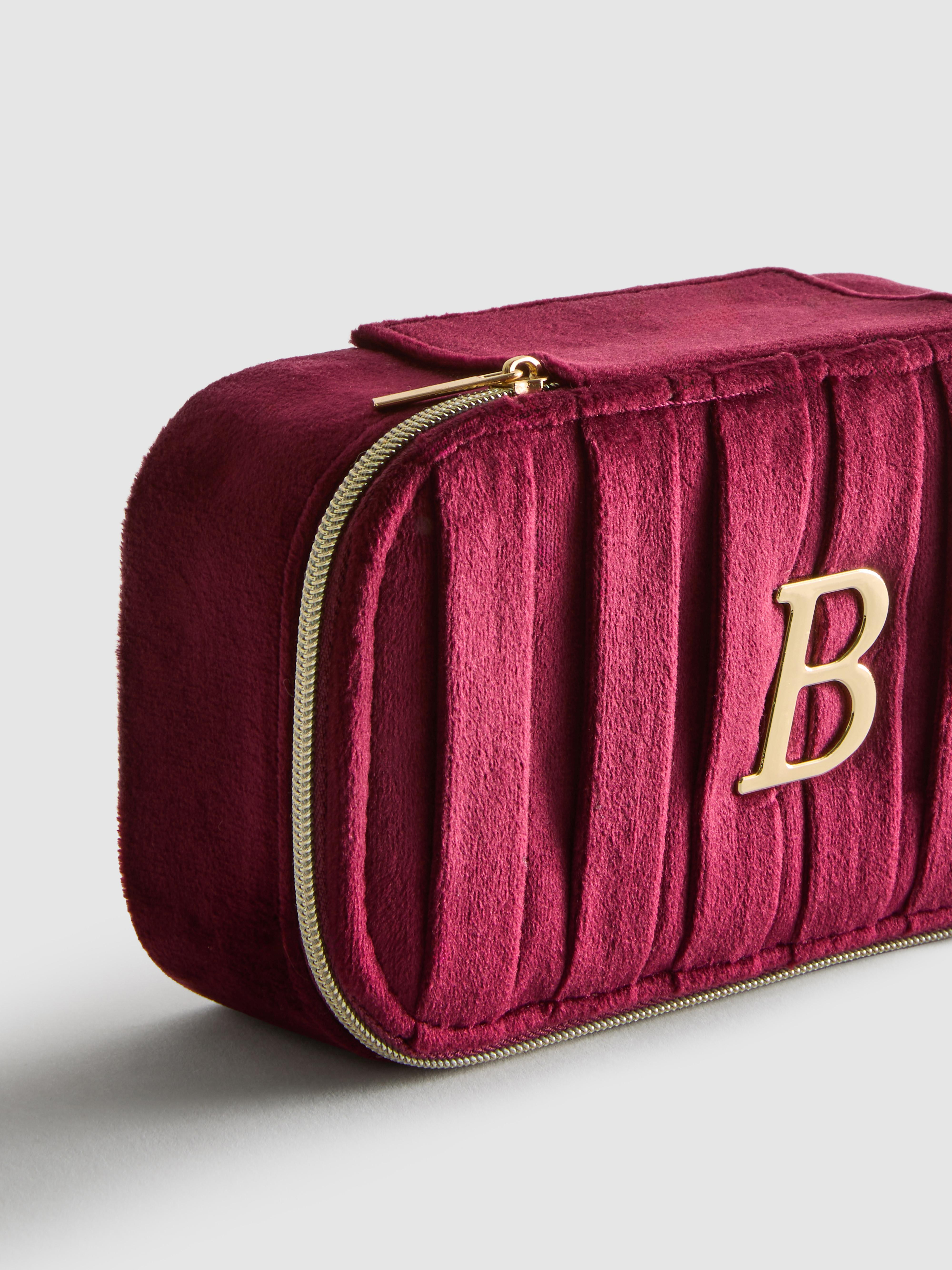 Rectangle Velvet Initial Jewelry Box