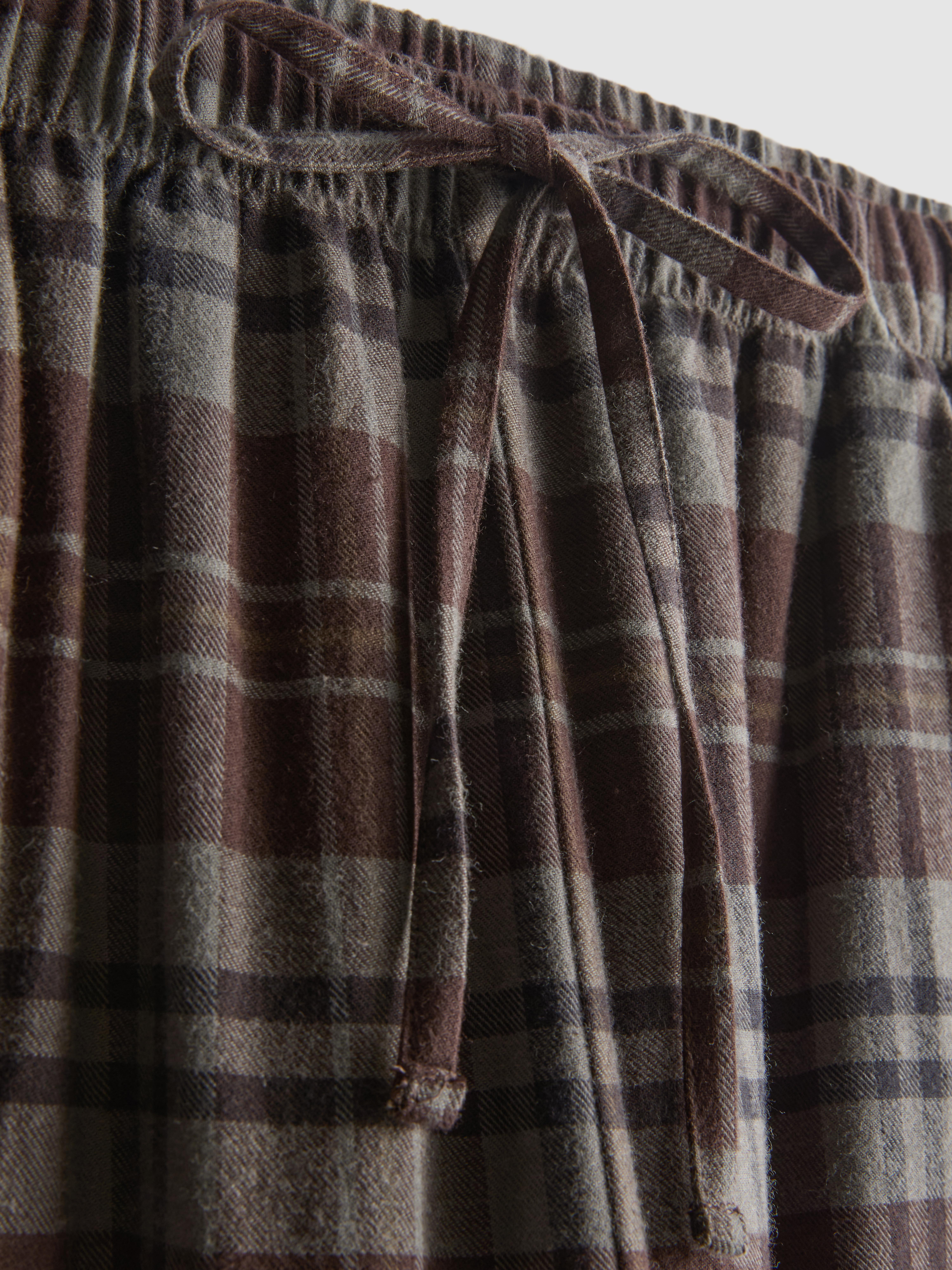 Cotton Check Straight Leg Pants