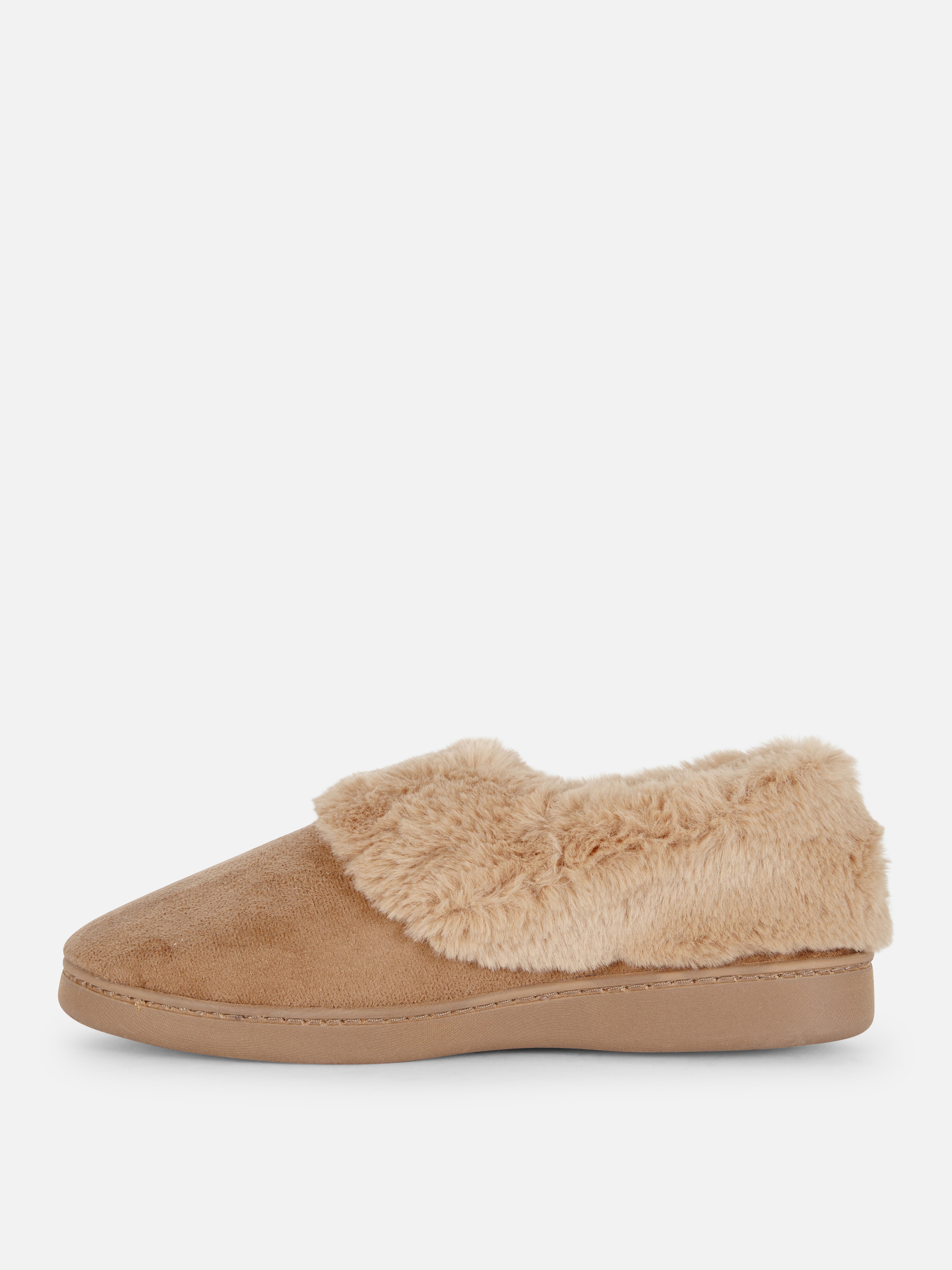 Faux Fur Lined Moccasin Slippers