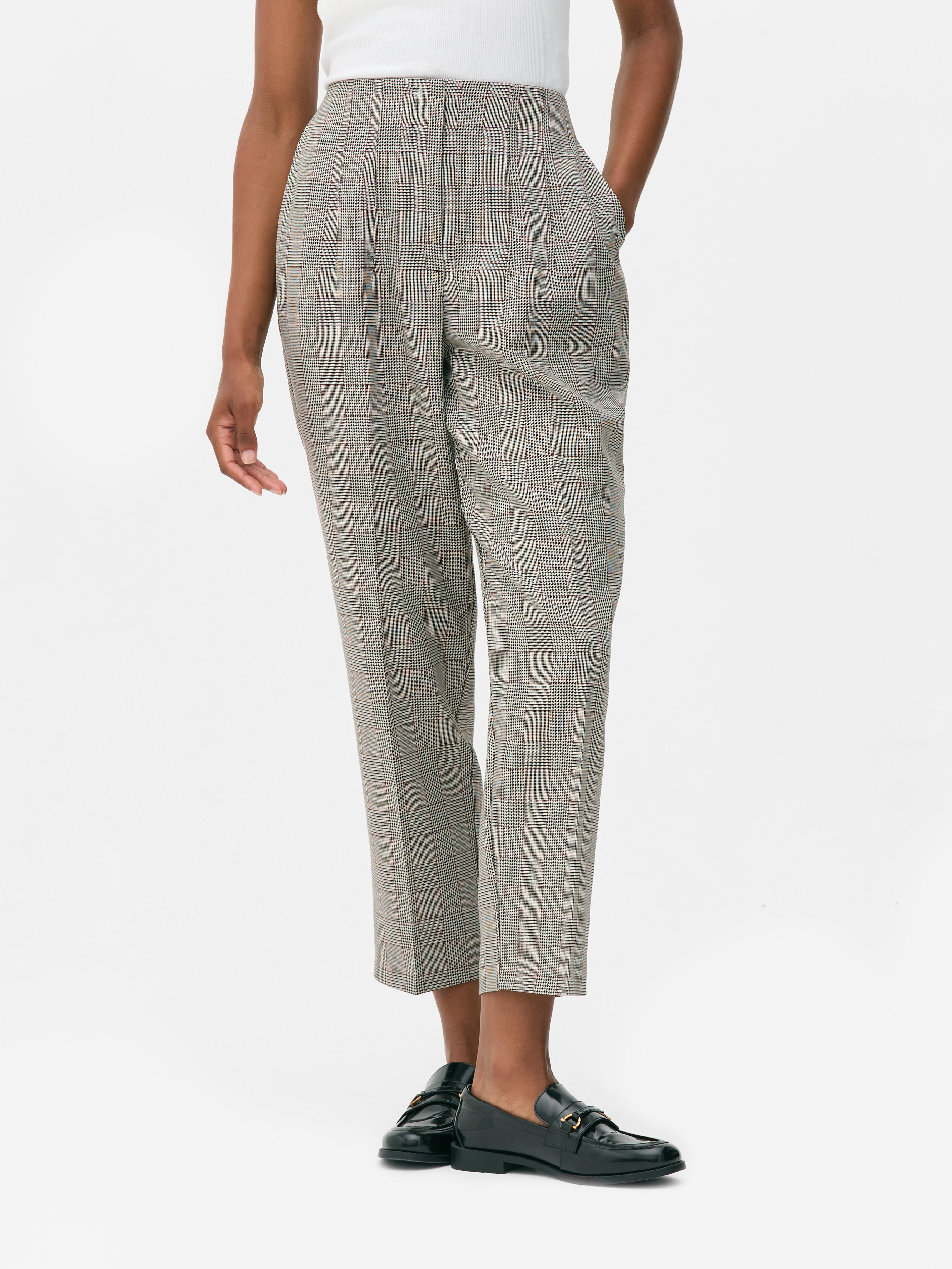 High-Waisted Check Pants